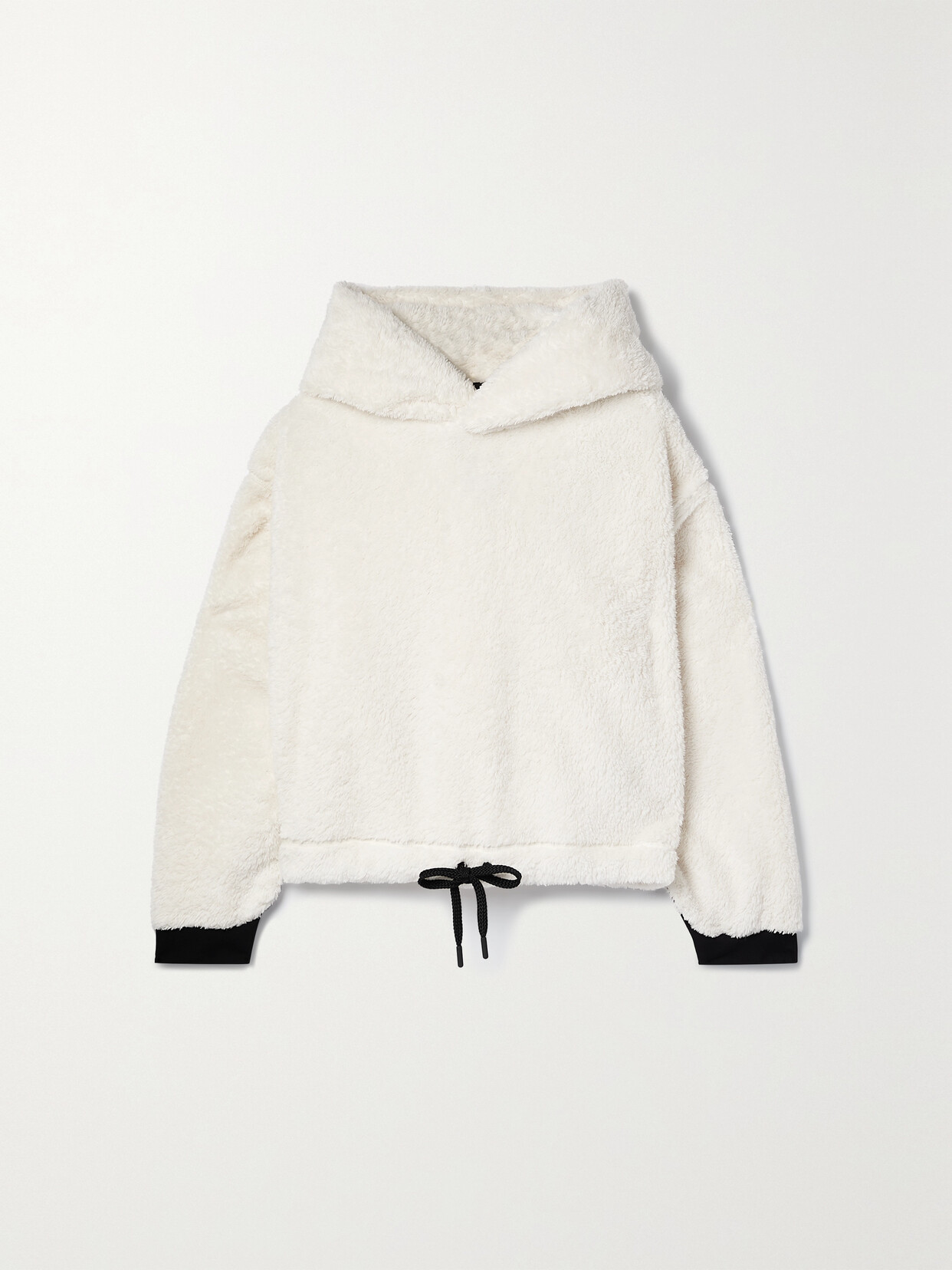 Shop Moncler Cropped Fleece Hoodie In White