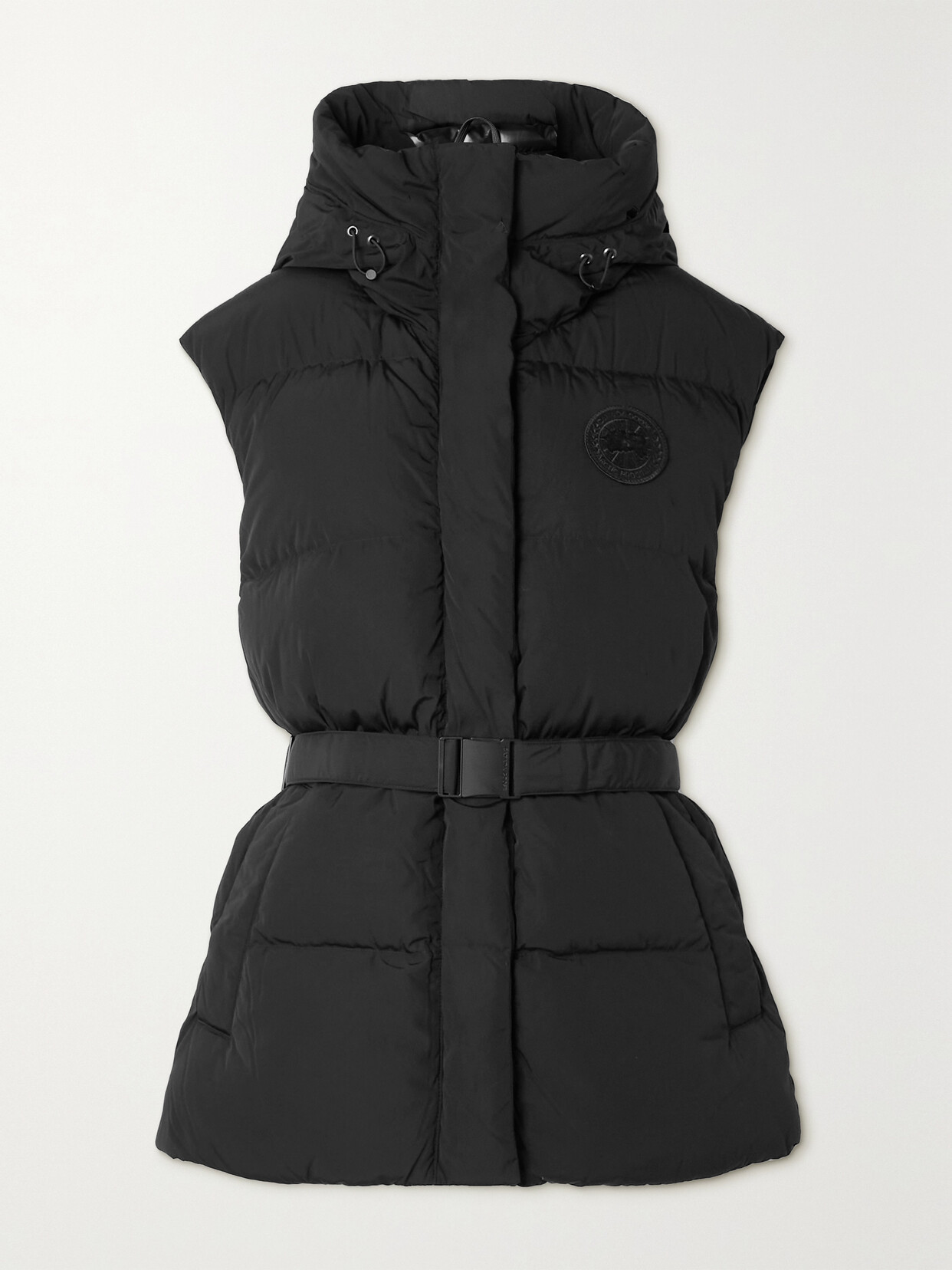 Shop Canada Goose Rayla Hooded Belted Quilted Enduraluxe Down Vest In Black