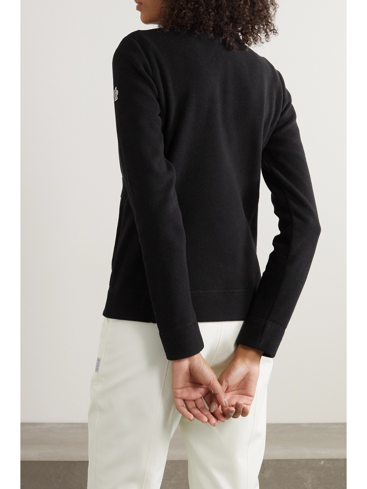 Shop Moncler Shell-trimmed Half-zip Fleece Jacket In Black