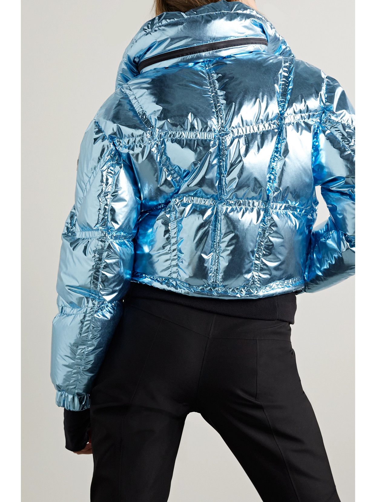 Shop Moncler Valsorey Cropped Quilted Padded Down Metallic Ripstop Jacket In Blue