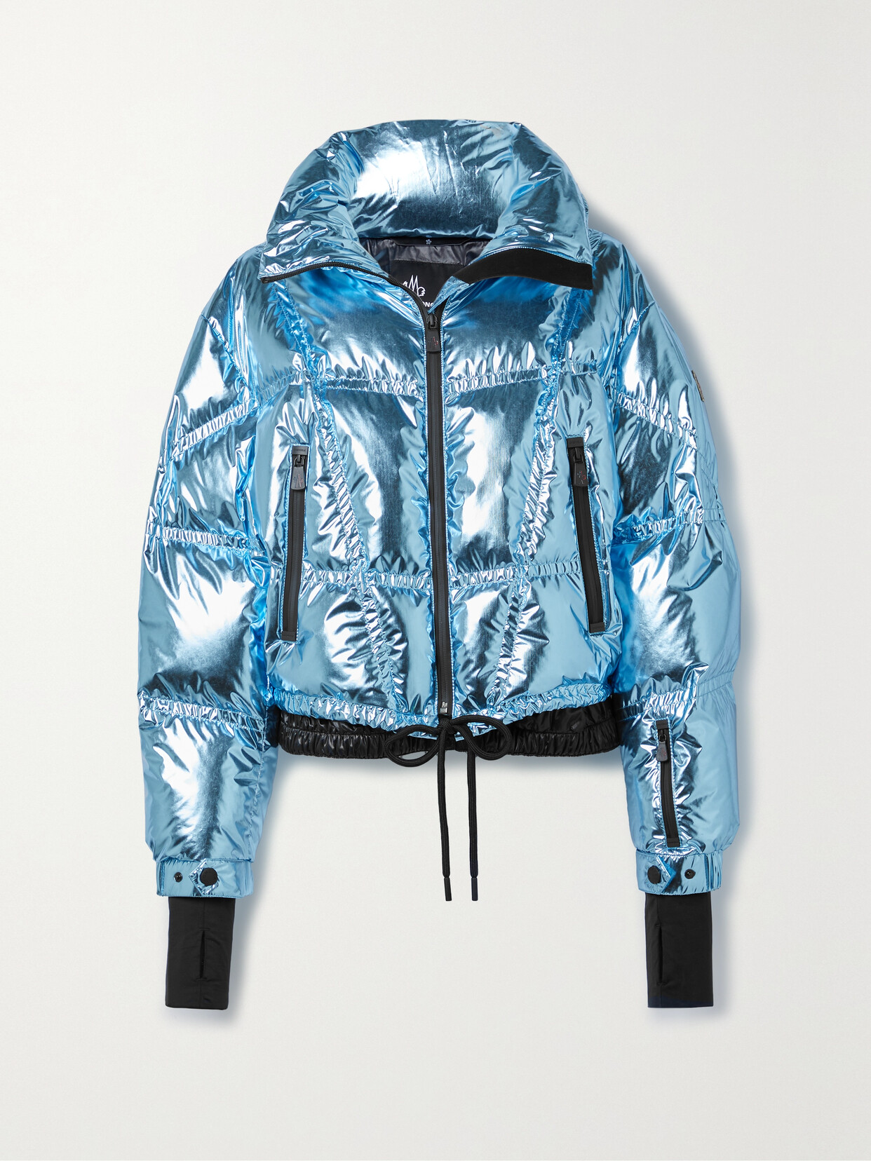 Moncler Valsorey Cropped Quilted Padded Down Metallic Ripstop Jacket In Blue