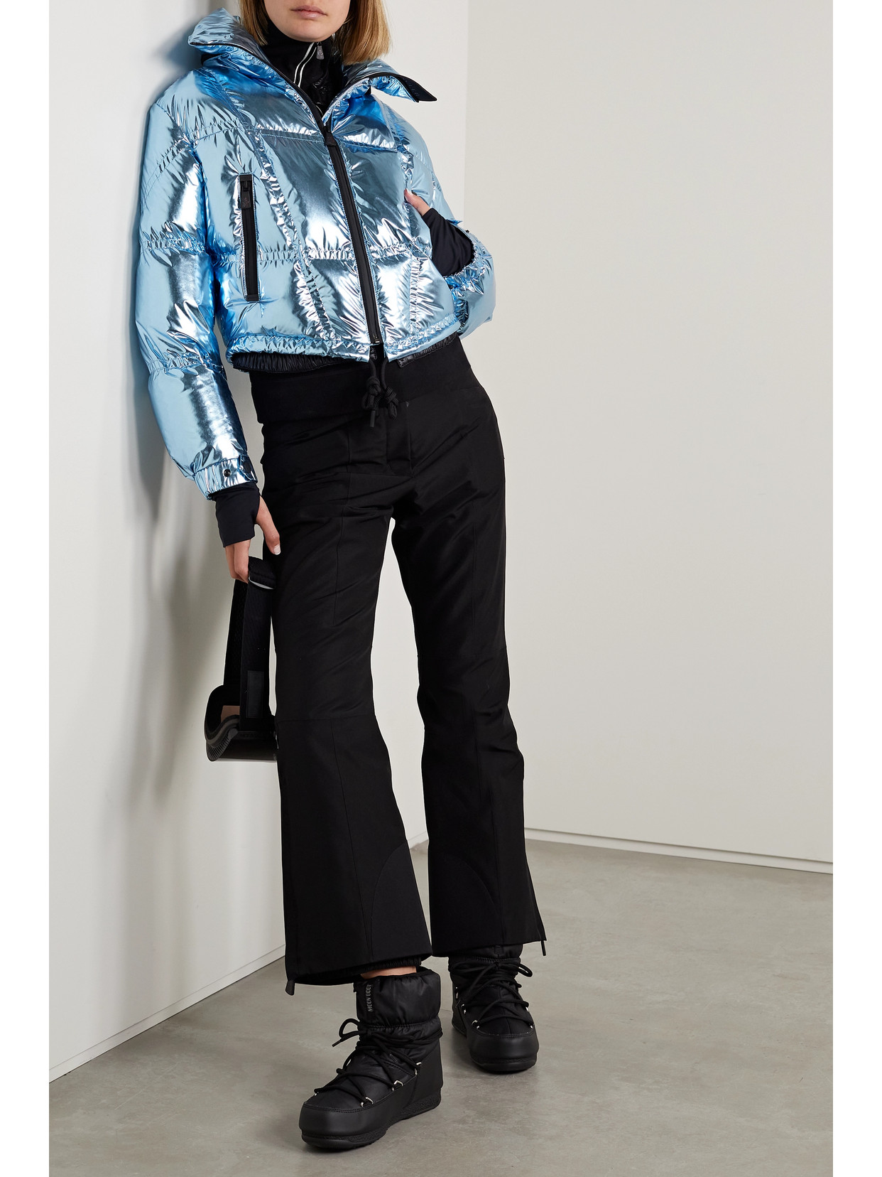MONCLER VALSOREY CROPPED QUILTED PADDED DOWN METALLIC RIPSTOP JACKET