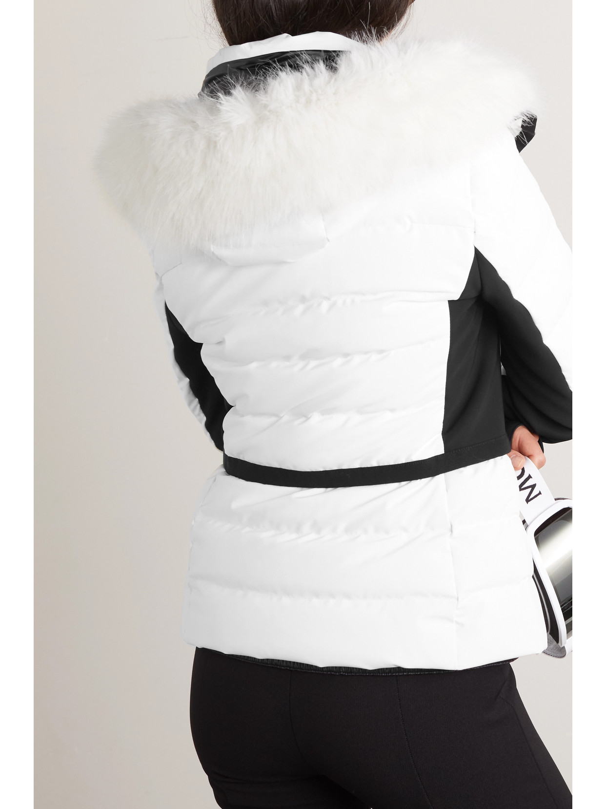 MONCLER LAMOURA HOODED FAUX FUR-TRIMMED QUILTED DOWN SKI JACKET