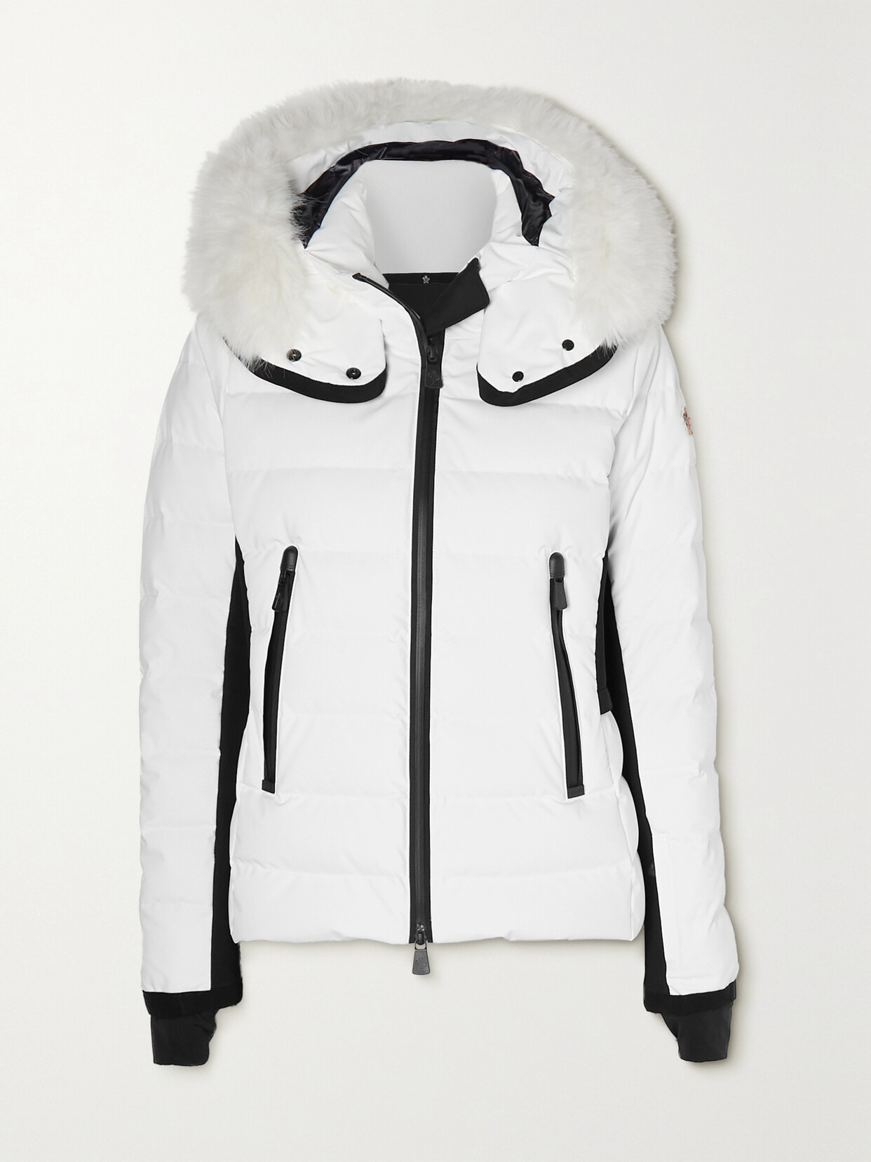 MONCLER LAMOURA HOODED FAUX FUR-TRIMMED QUILTED DOWN SKI JACKET
