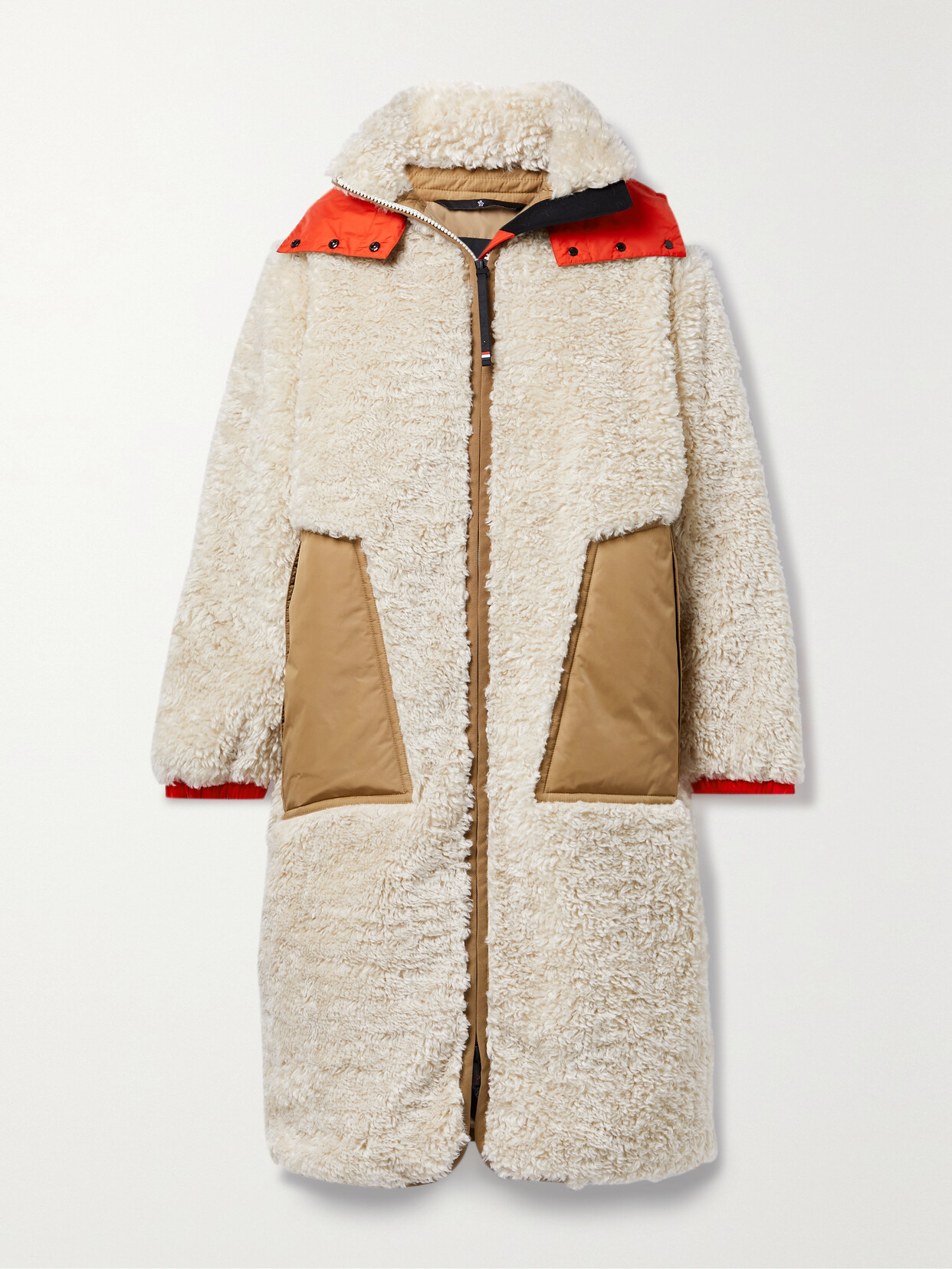 Moncler Grenoble - Arbois Hooded Shell-trimmed Faux-shearling Down Coat - Neutrals