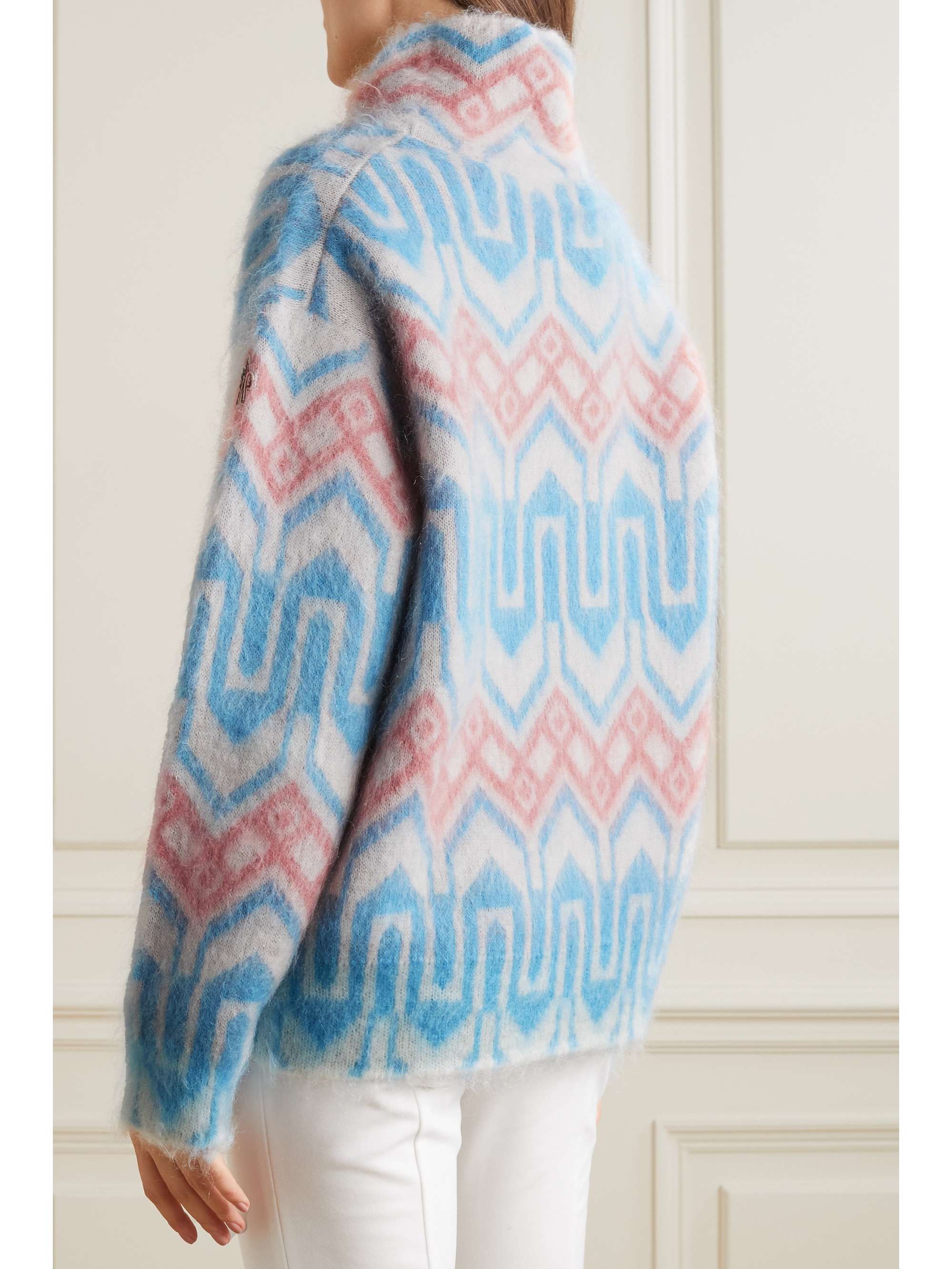 MONCLER GRENOBLE Jacquard-knit mohair-blend turtleneck sweater