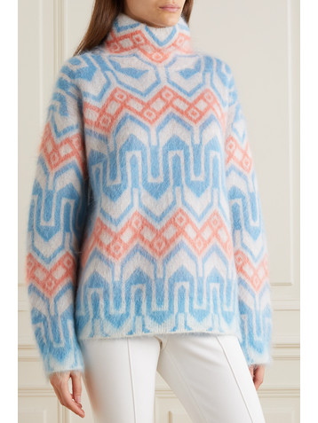 MONCLER GRENOBLE Jacquard-knit mohair-blend turtleneck sweater