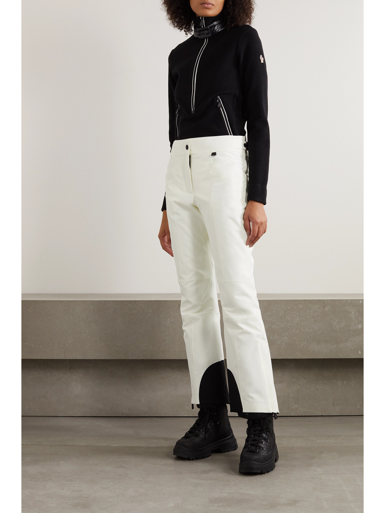 Shop Moncler Gore-tex Infinium High-rise Flared Ski Pants In White