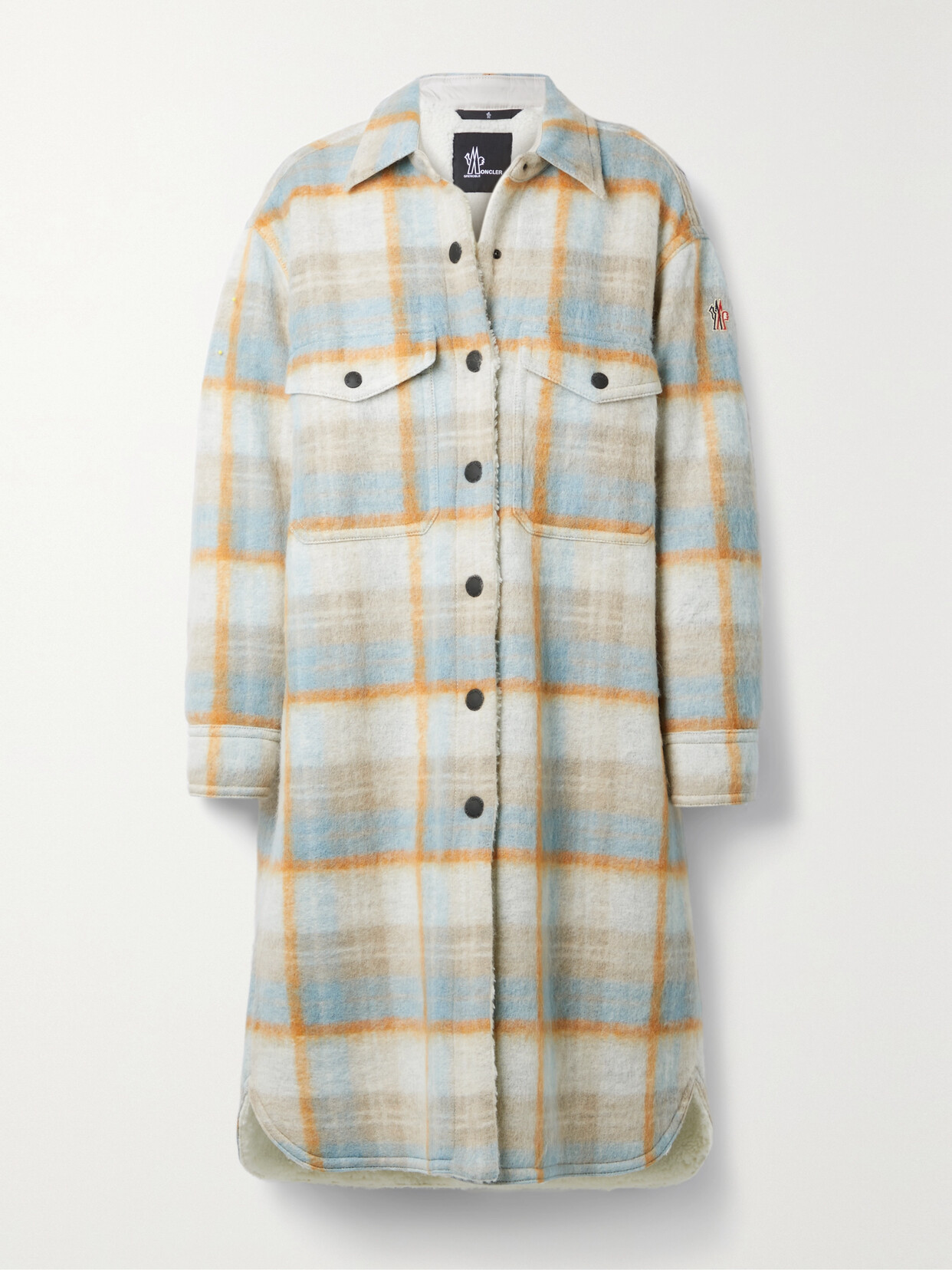 Moncler Grenoble - Vanay Checked Brushed Wool-blend Felt Coat - Neutrals