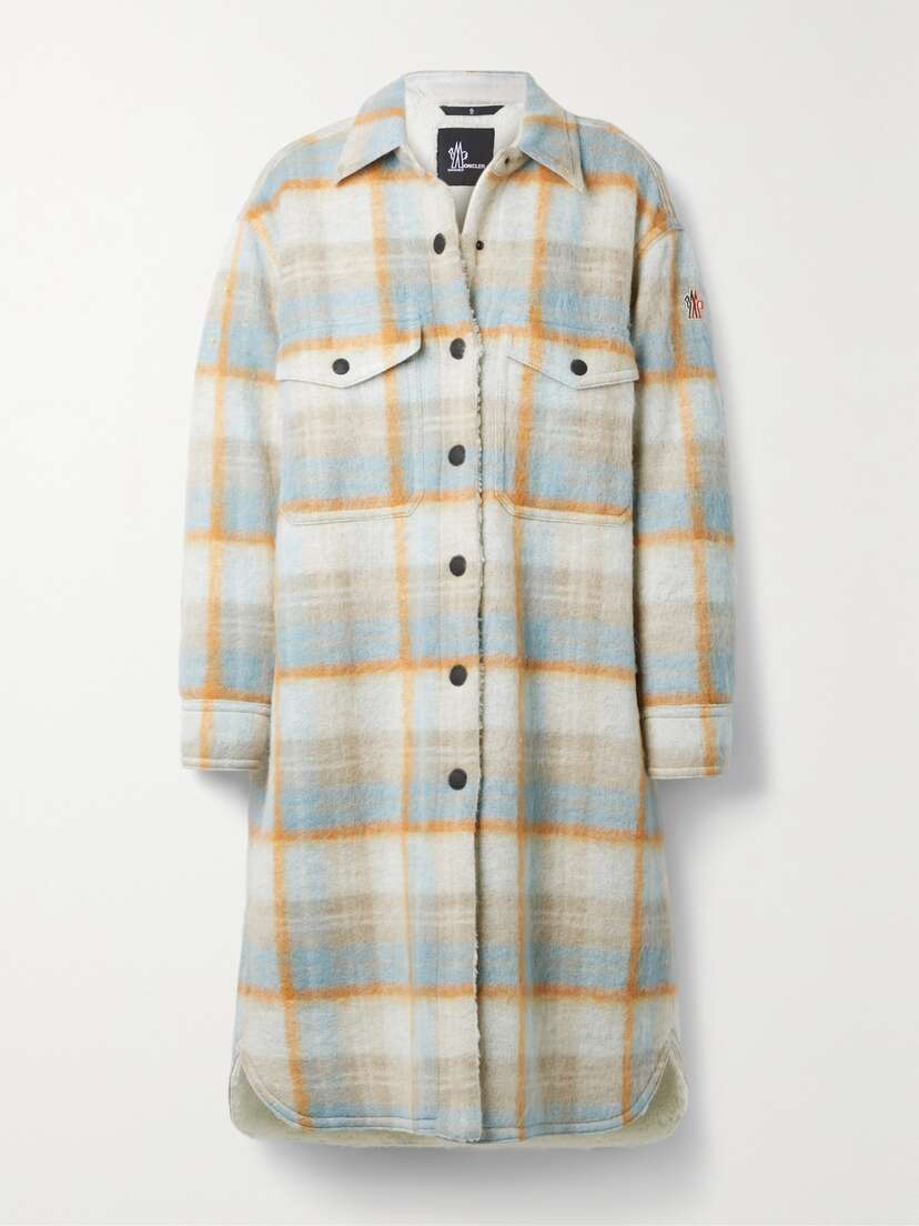 Moncler Grenoble Vanay Checked Brushed Wool-blend Felt Coat