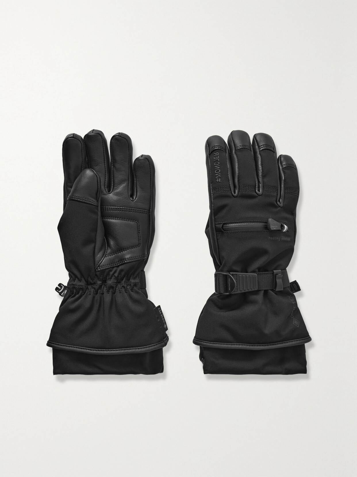 Moncler Padded Stretch-shell And Leather Ski Gloves In Black