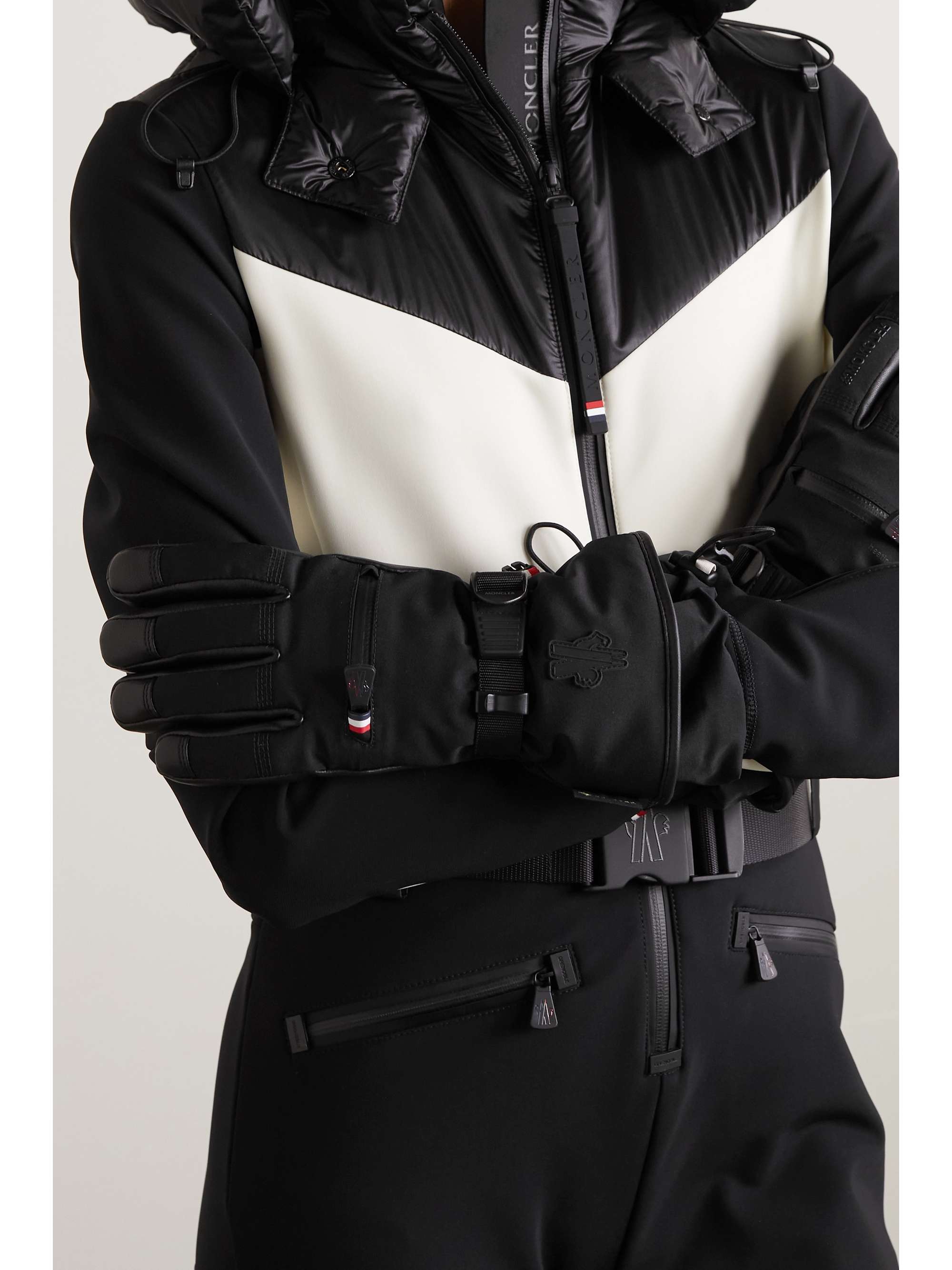 MONCLER GRENOBLE Padded stretchshell and leather ski gloves NETAPORTER