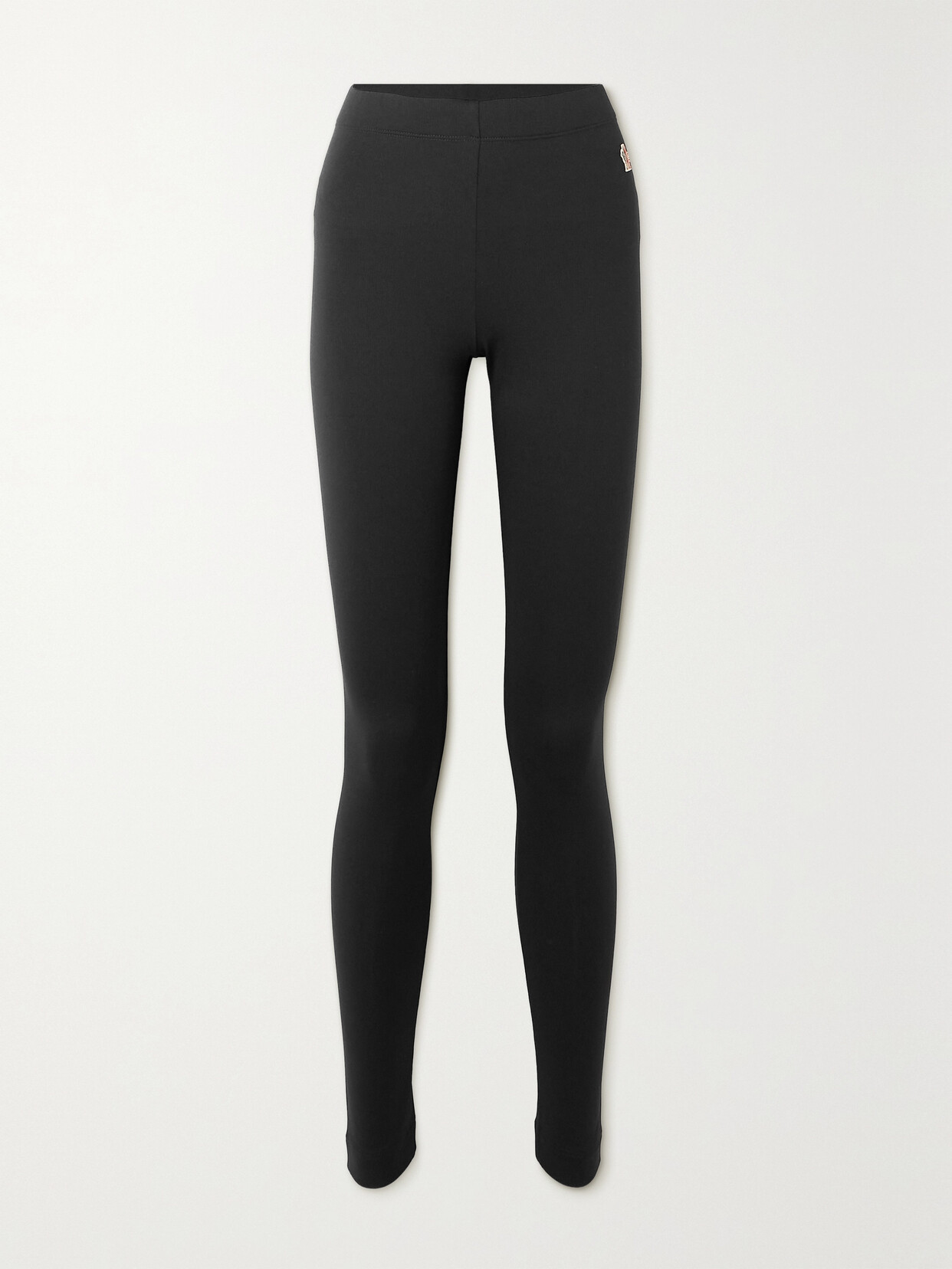 Shop Moncler Appliquéd Polartec Stretch-knit Base Layer Leggings In Black