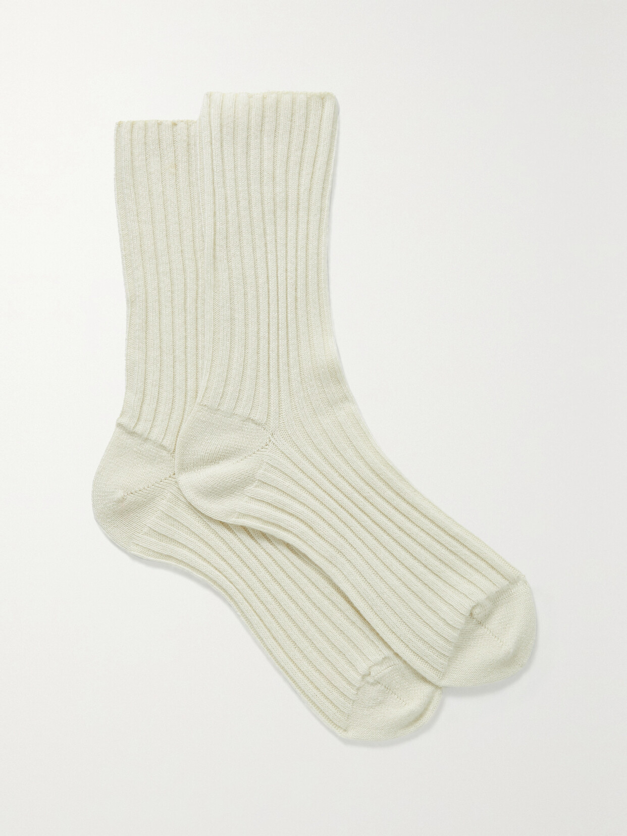 The Row Ribbed Cashmere Socks In Ivory