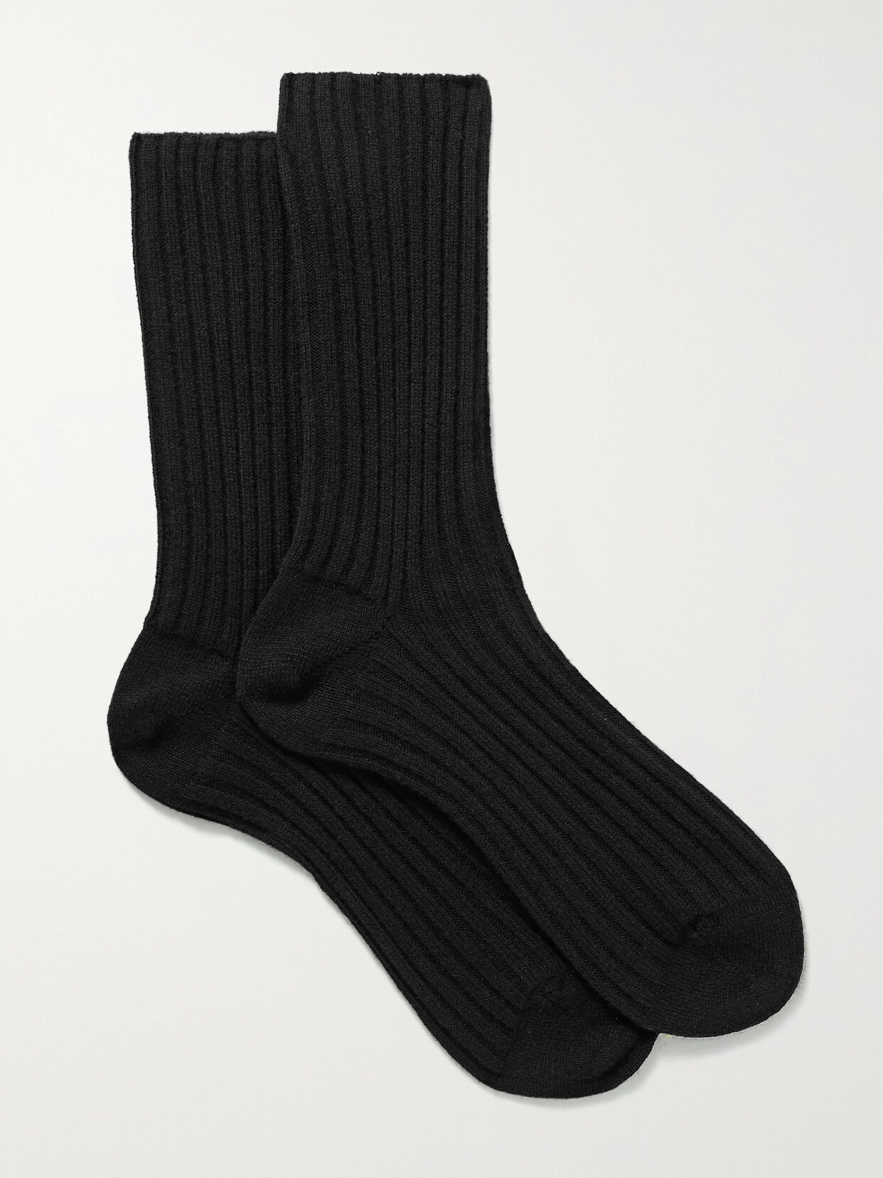 The Row Ribbedknit Cashmere Socks In Black ModeSens