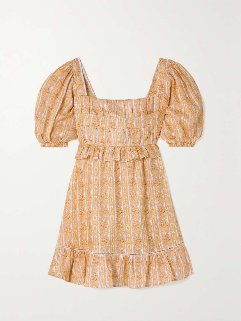 LUG VON SIGA Leticia Ruffled Printed Linen Mini Dress