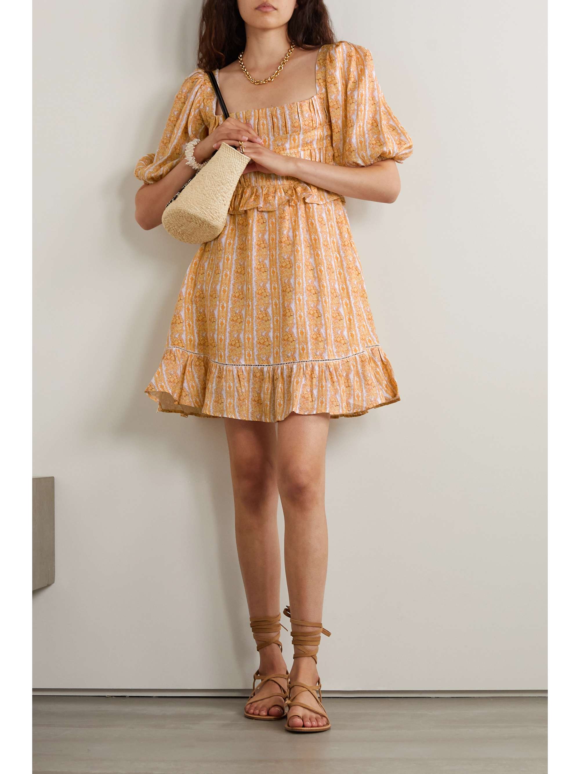 LUG VON SIGA Leticia ruffled printed linen mini dress