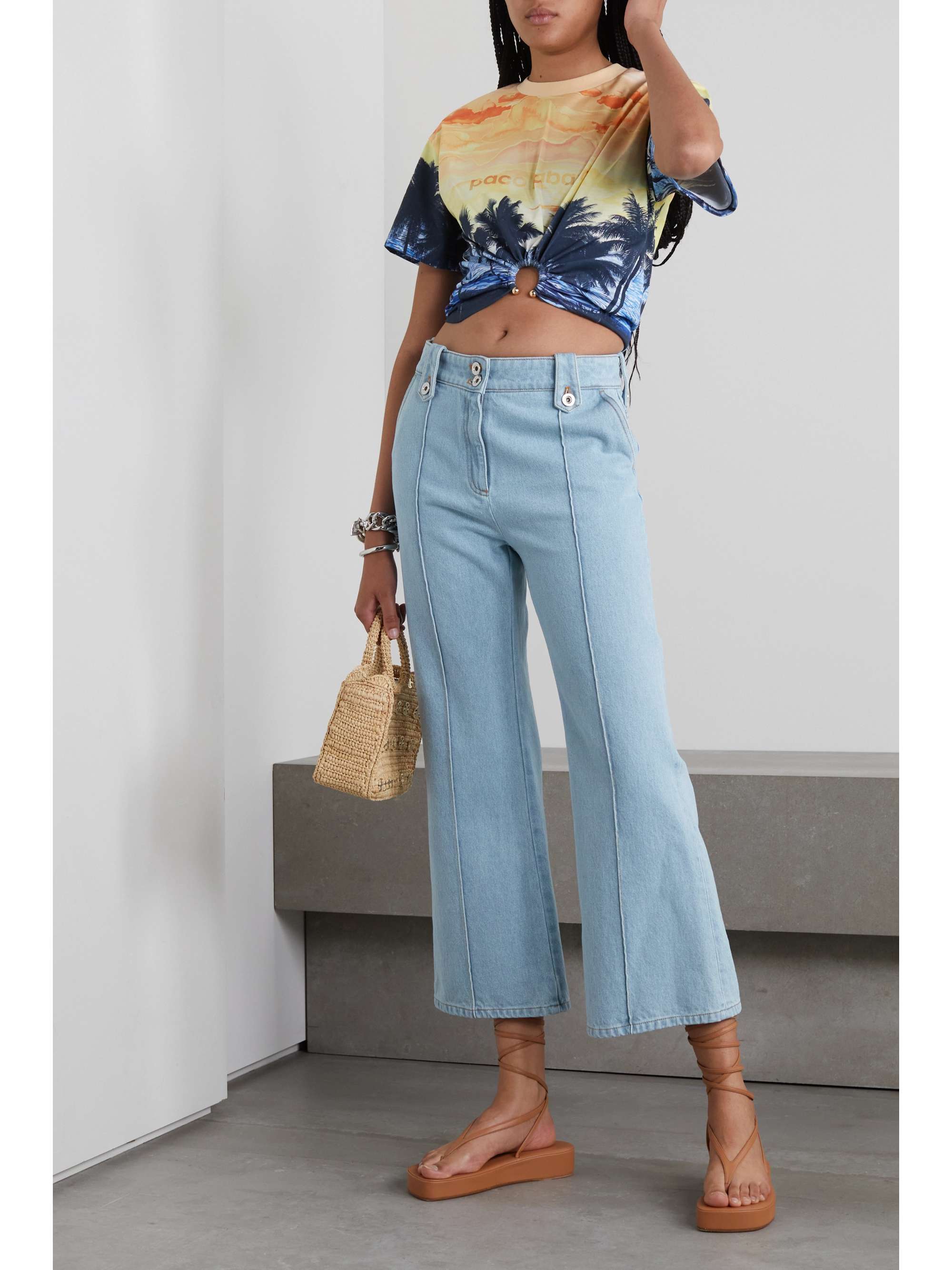 Light denim Cropped high-rise bootcut 