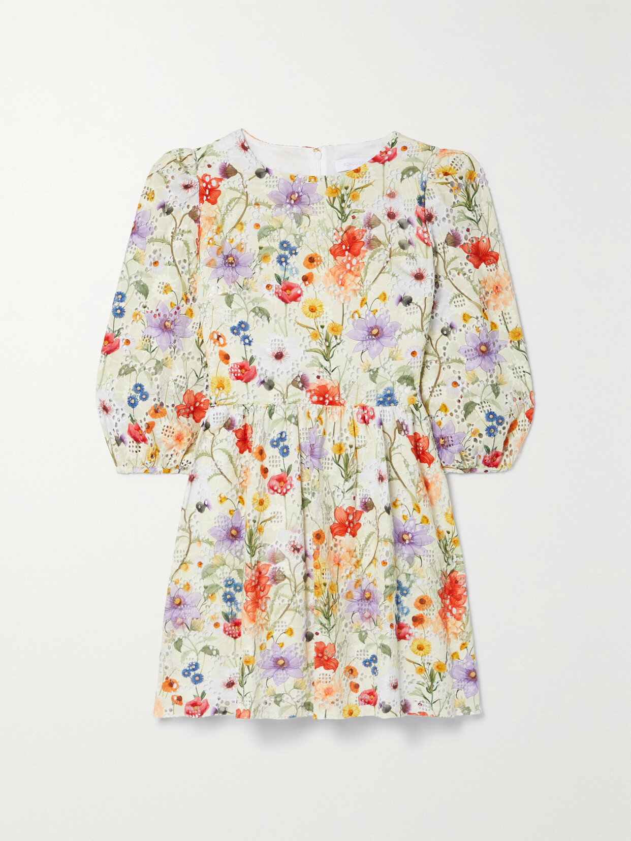 Borgo de Nor Bia Floral-print Broderie Anglaise Cotton-voile Mini Dress - Cream