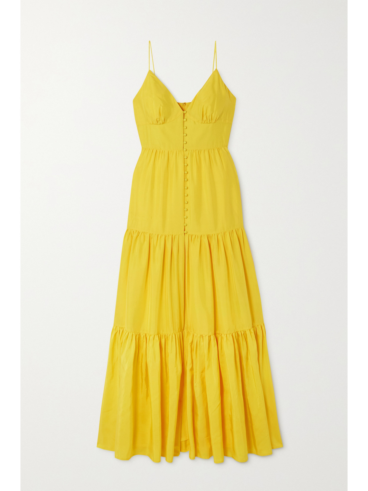 Rebecca Vallance Izzy Tiered Silk-taffeta Maxi Dress In Yellow | ModeSens