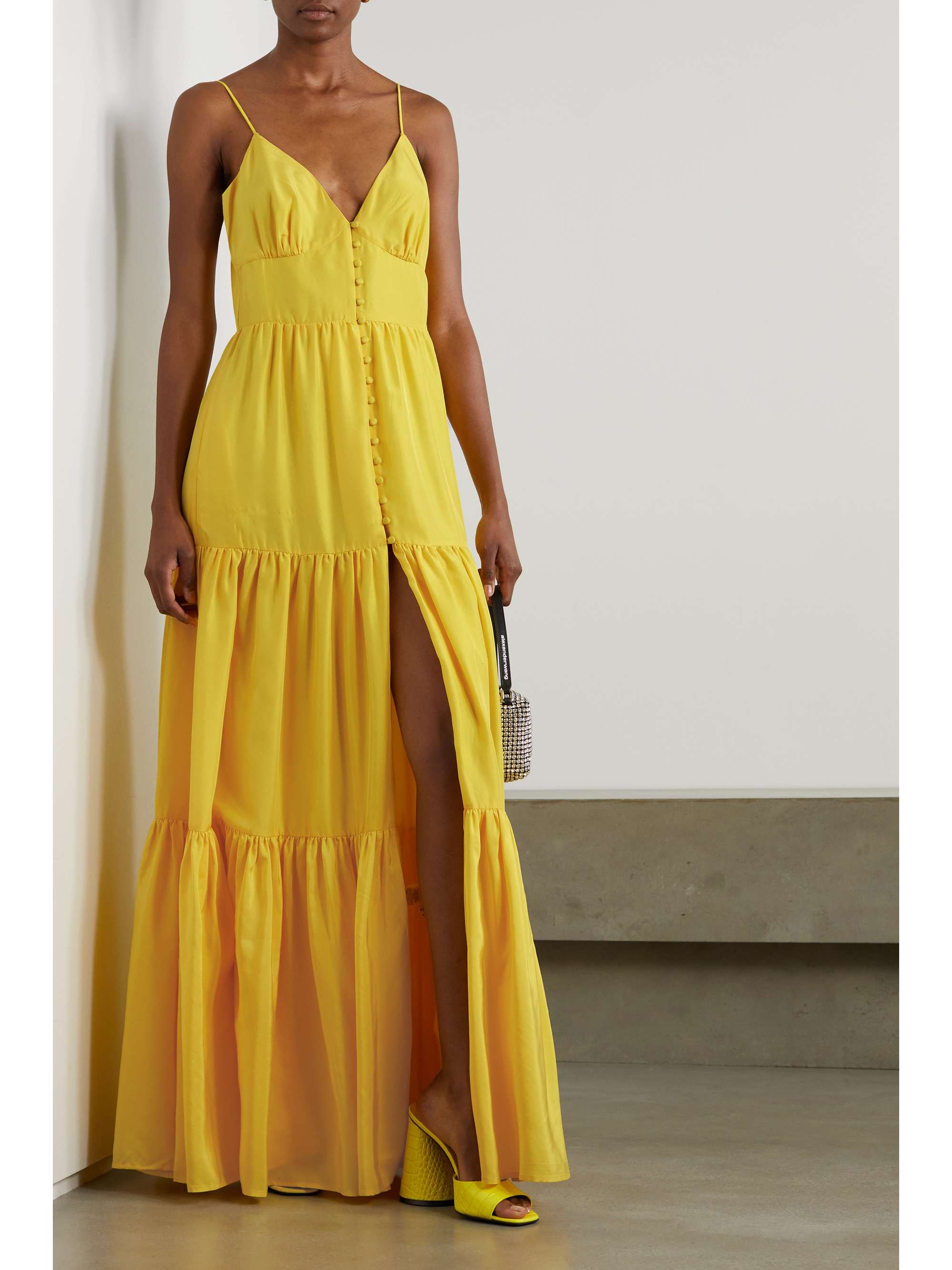 REBECCA VALLANCE Izzy tiered silk-taffeta maxi dress