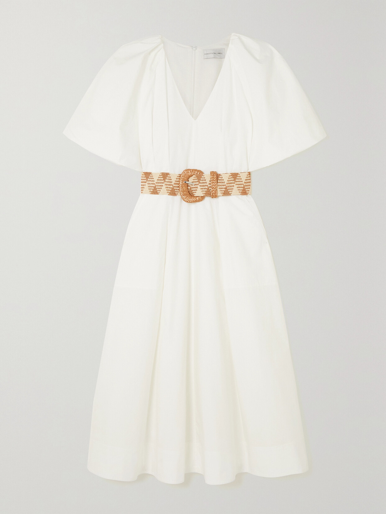 Rebecca Vallance Angelo Belted Cotton-poplin Midi Dress