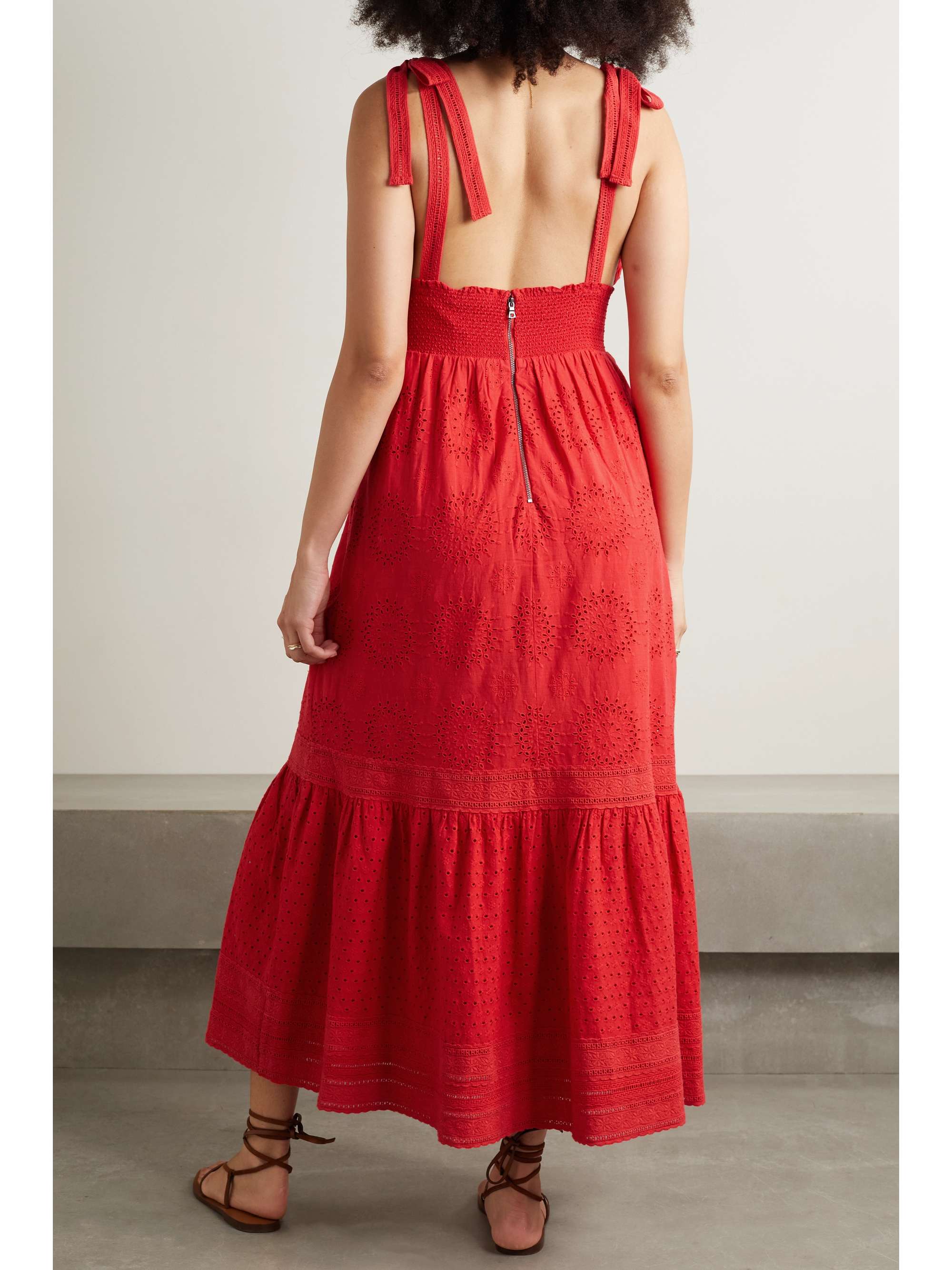 ALICE + OLIVIA Levine broderie anglaise cotton and linen-blend maxi dress