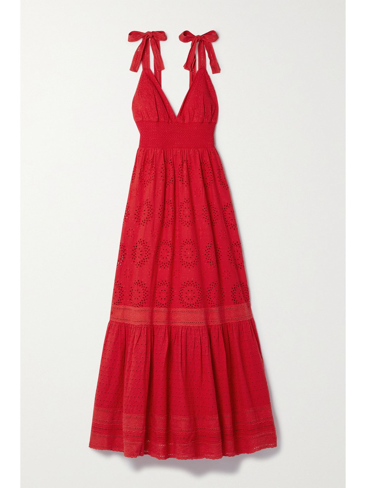 Alice + Olivia - Levine Broderie Anglaise Cotton And Linen-blend Maxi Dress - Red