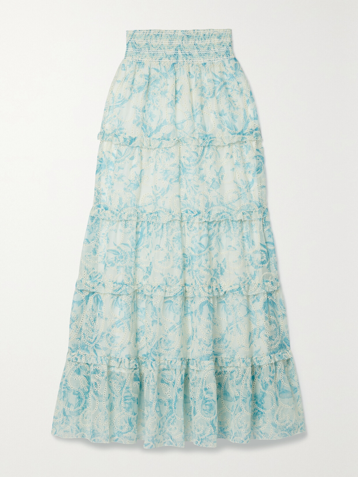 Alice + Olivia - Aisha Ruffled Tiered Printed Broderie Anglaise Voile Maxi Skirt - White