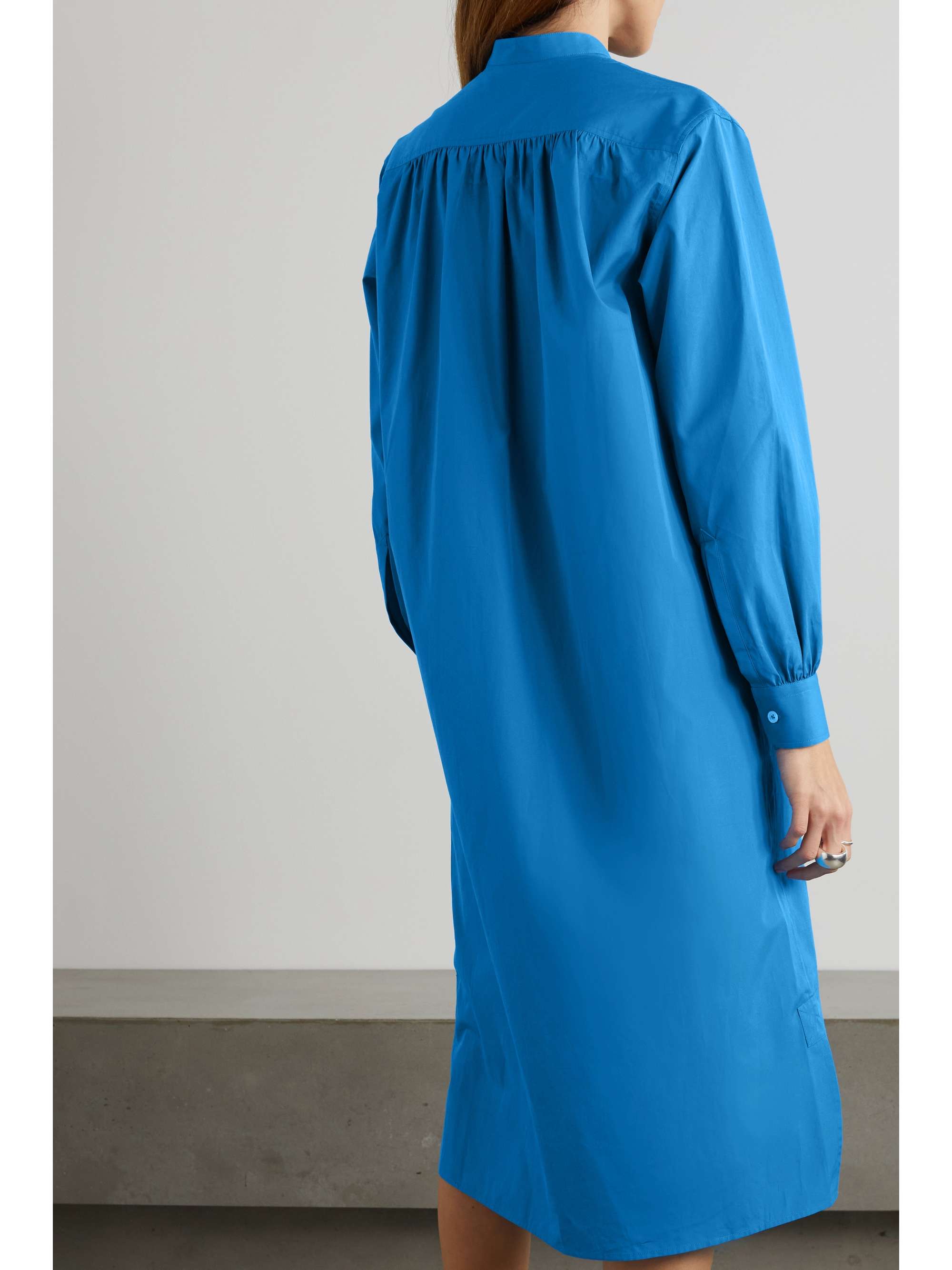 Pintucked cotton-poplin shirt dress 