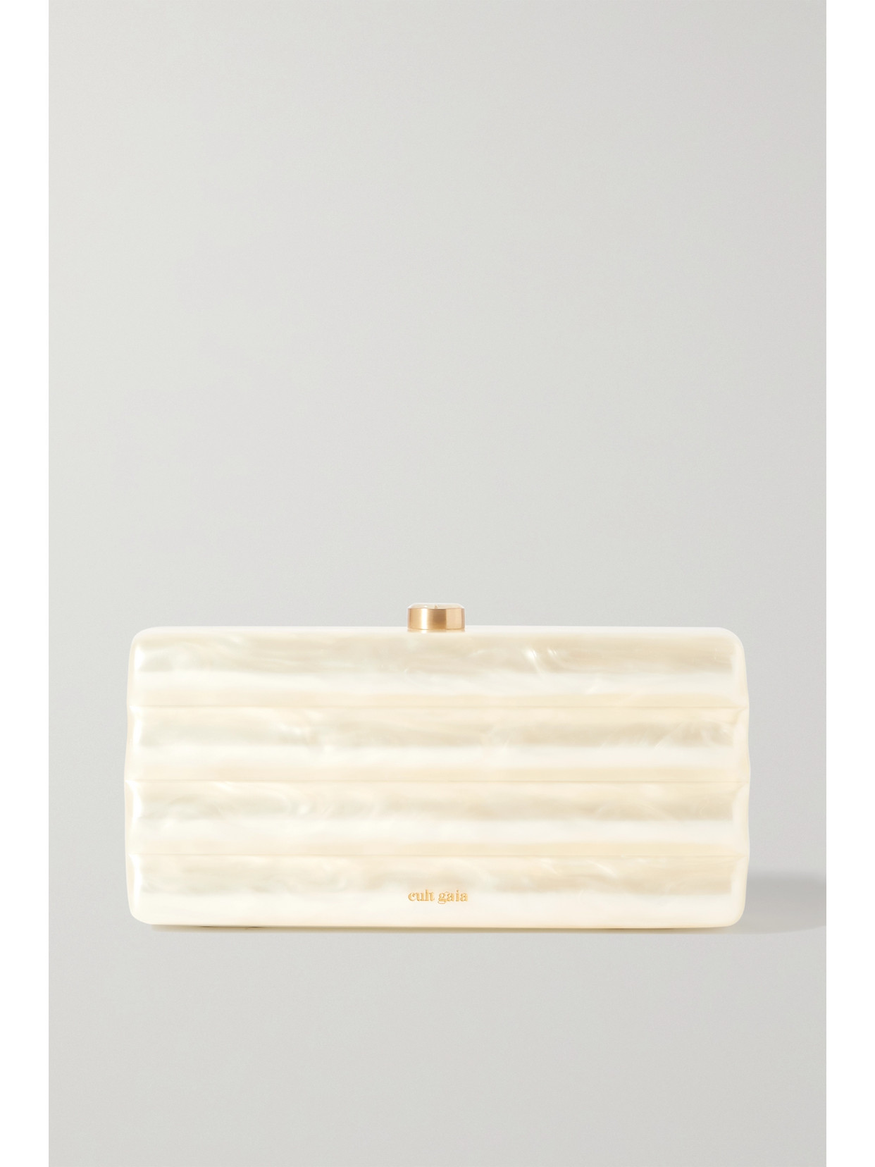 Cult Gaia Enid Marbled Acrylic Clutch In Ivory