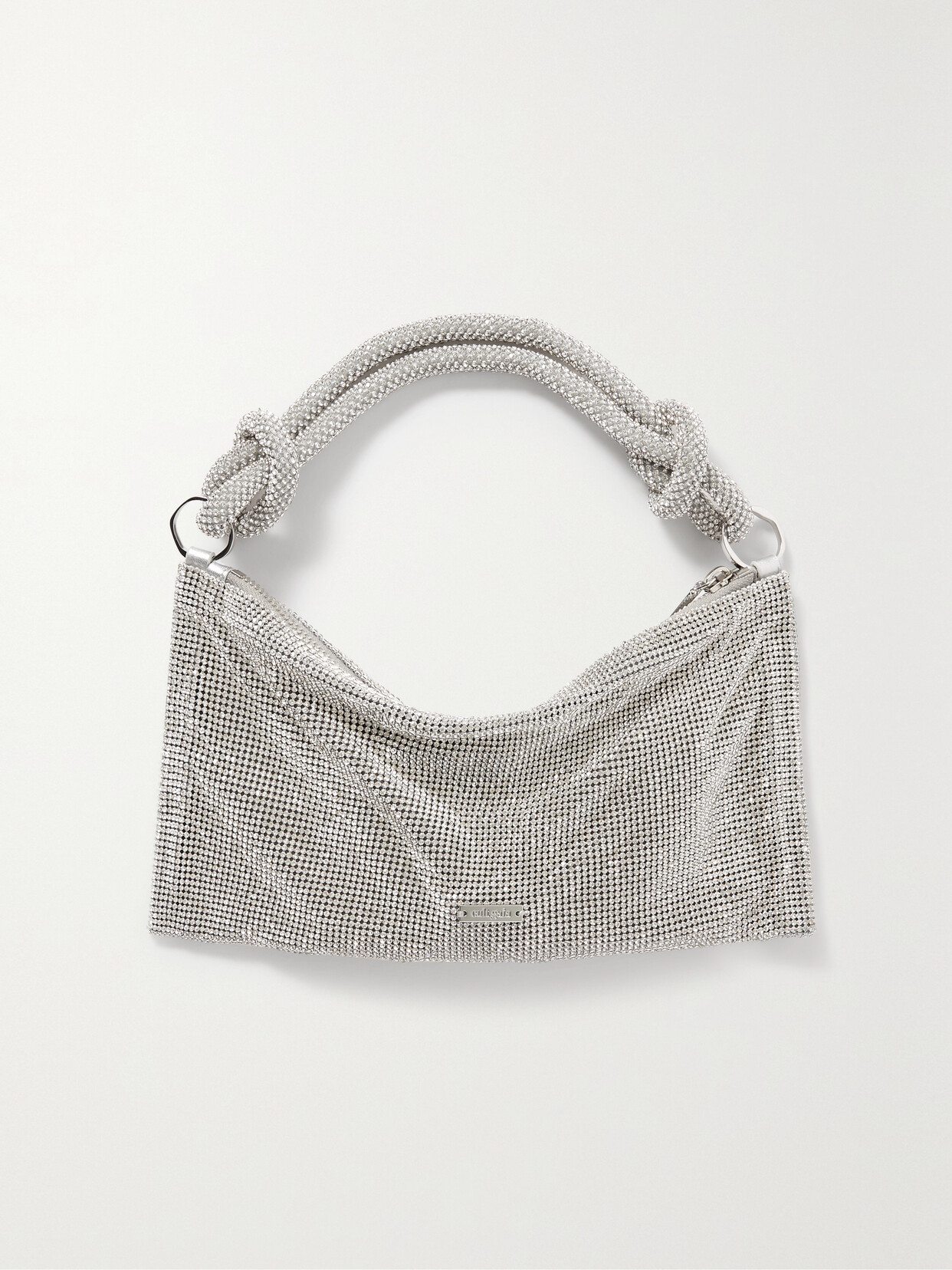 Cult Gaia Hera Nano Knotted Embellished Shoulder Bag In Silver