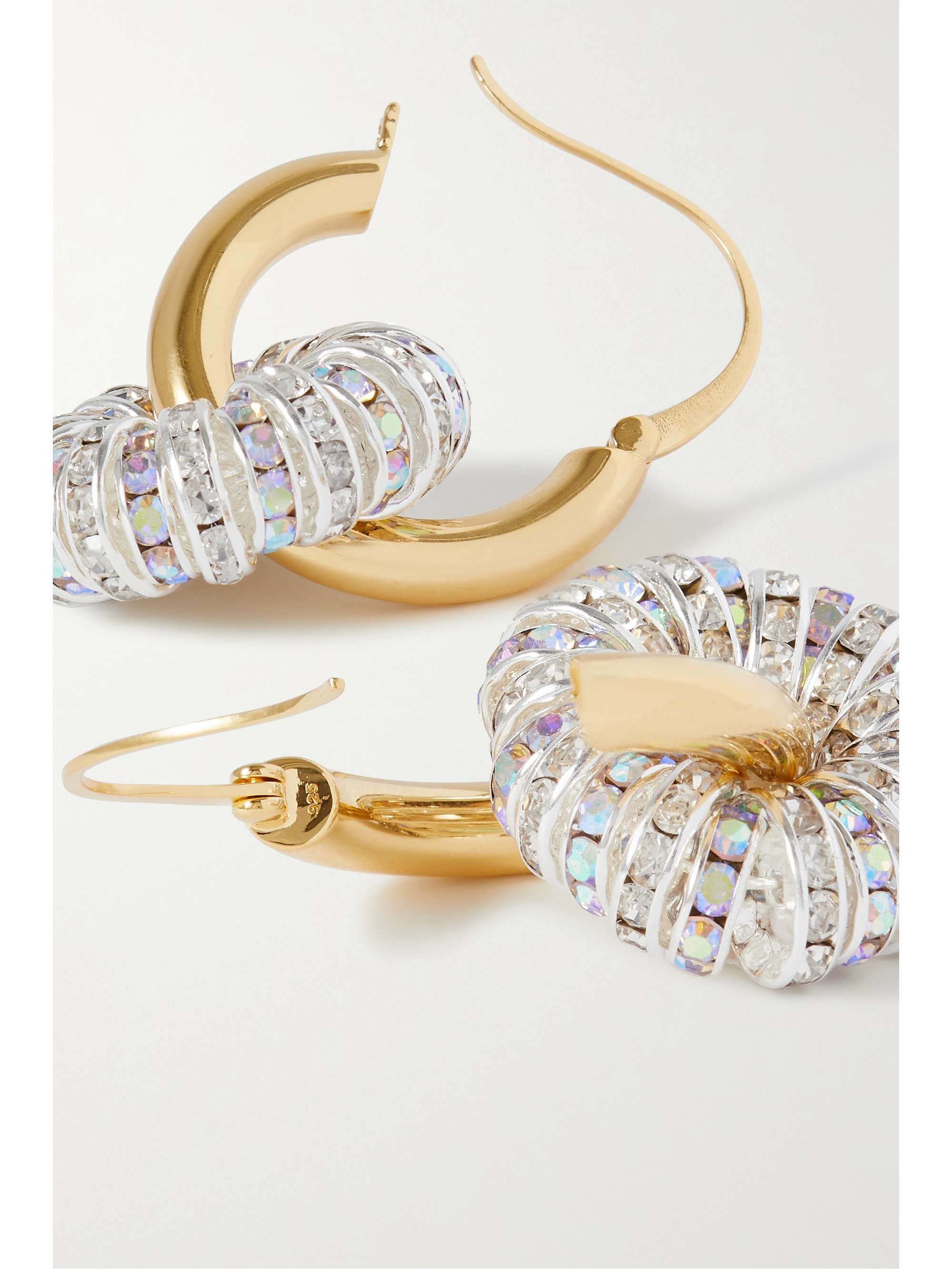 PEARL OCTOPUSS.Y Les Grand recycled silver and gold-plated crystal hoop earrings