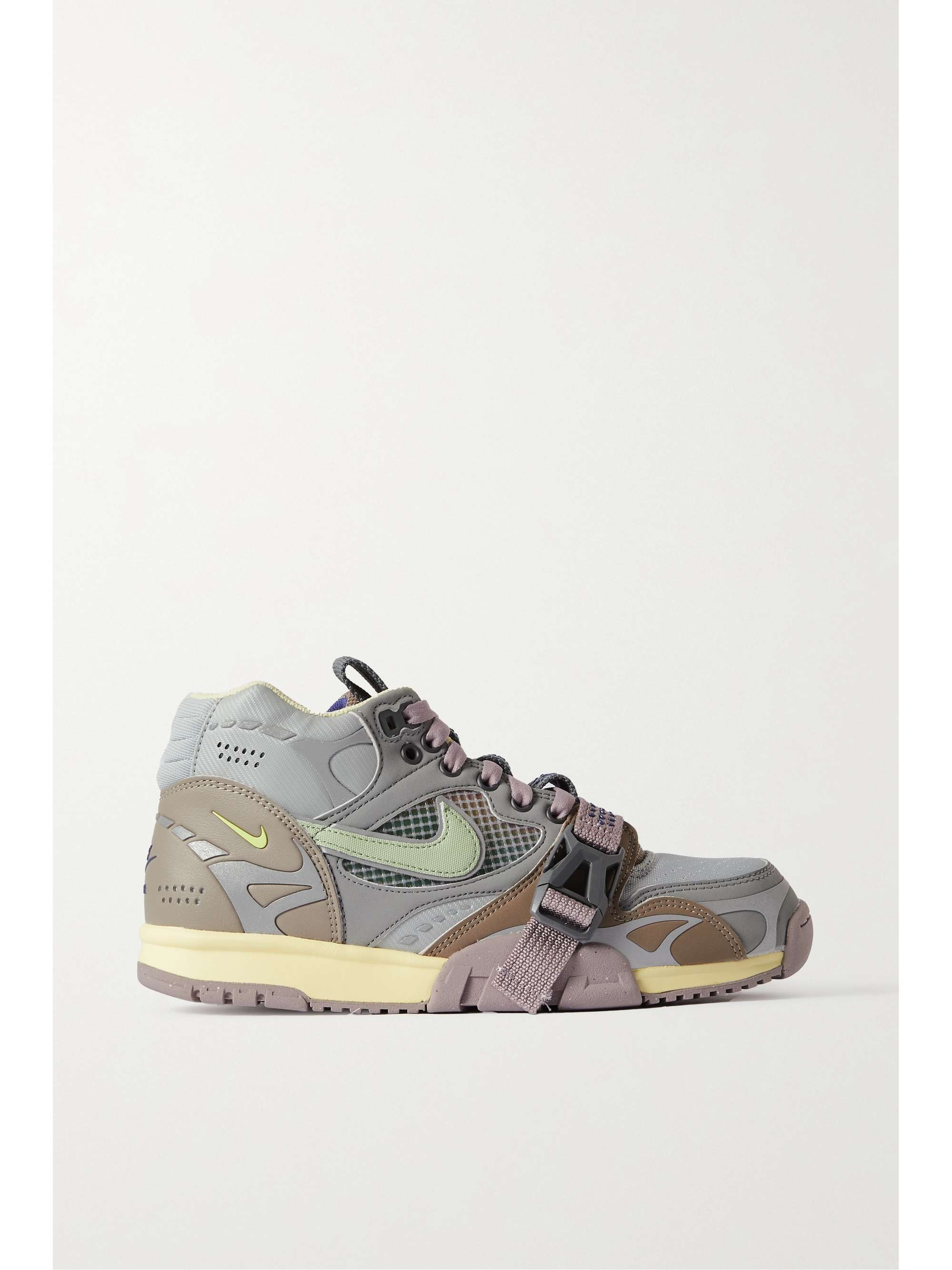 Gray Air Trainer 1 SP webbing-trimmed leather, rubber and mesh high-top  sneakers | NIKE | NET-A