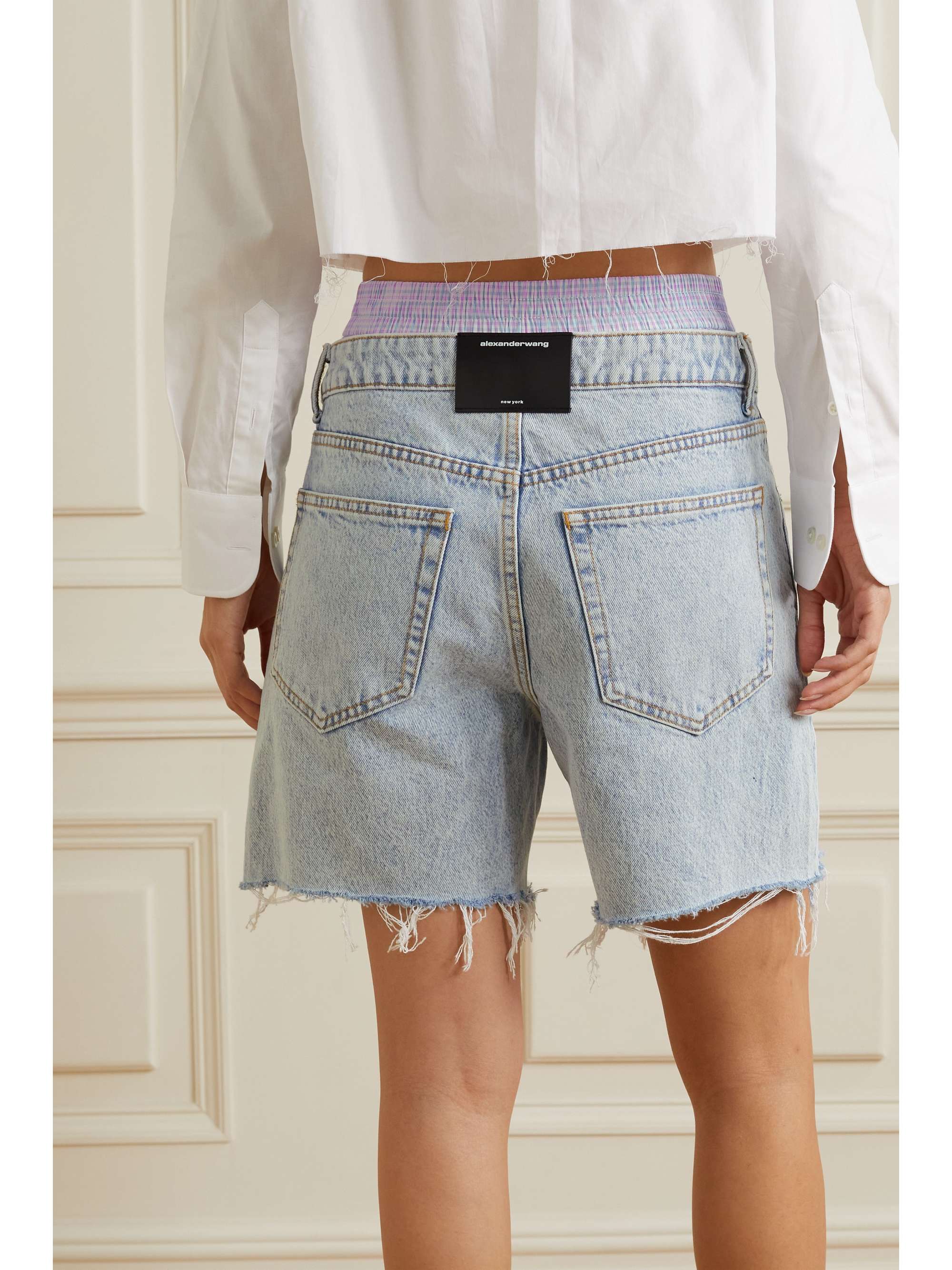Light denim Checked cotton poplin 