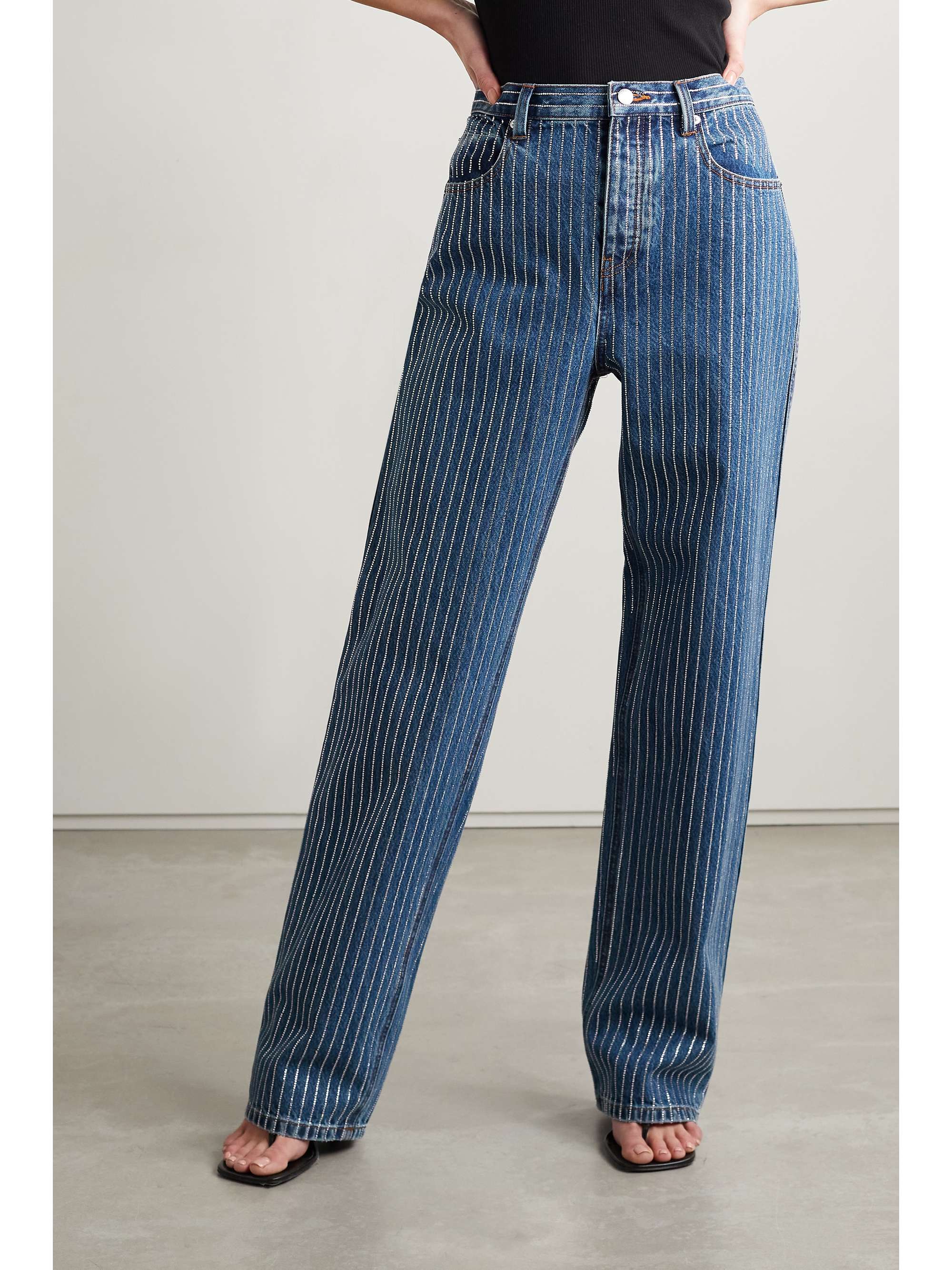 Mid denim Crystal-embellished high-rise 