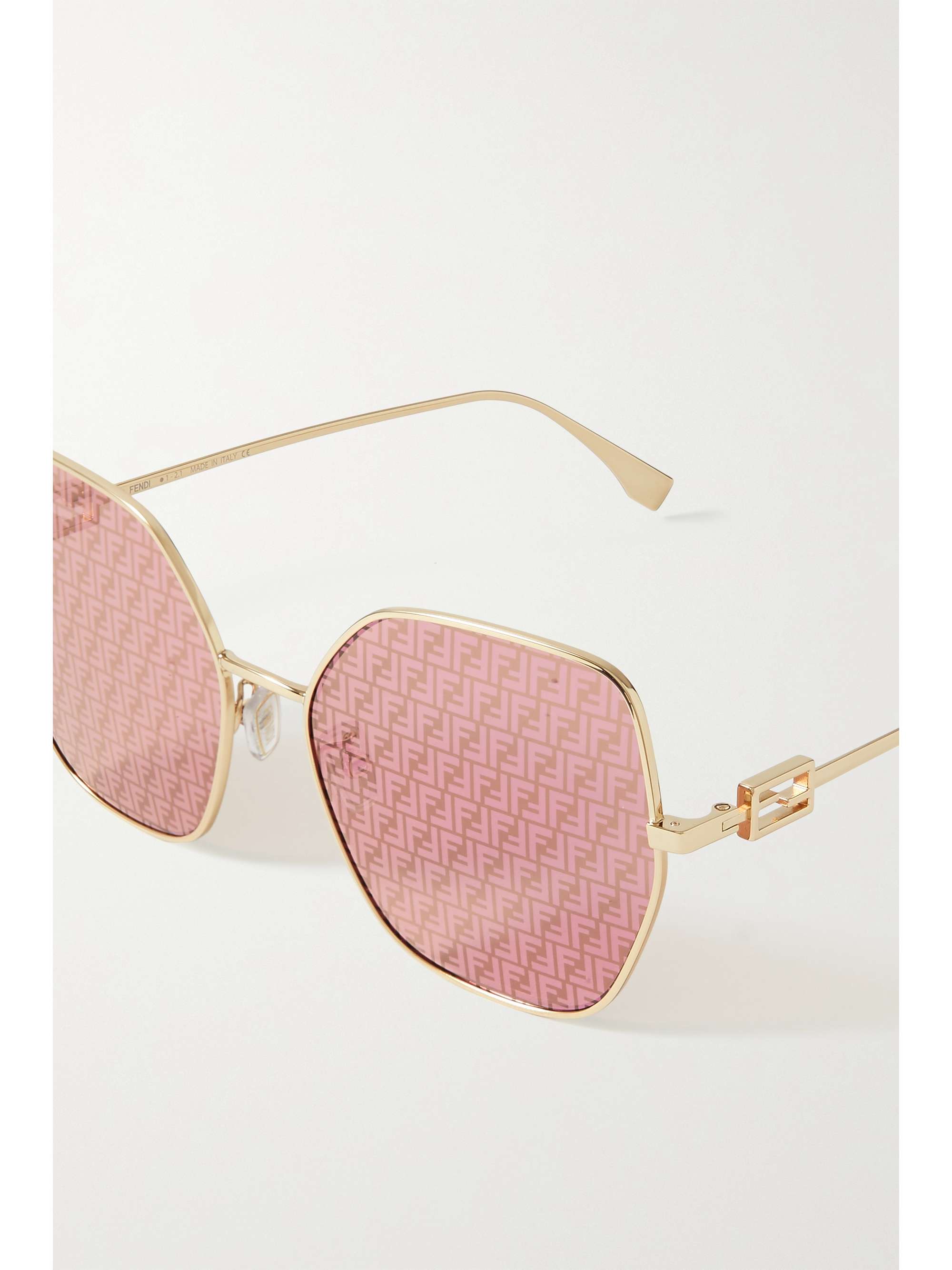 FENDI EYEWEAR Hexagon-frame gold-tone sunglasses