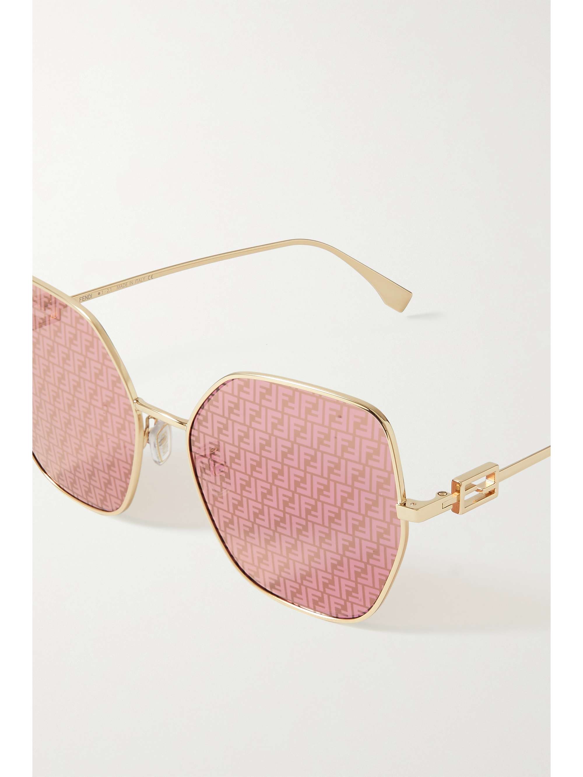 FENDI EYEWEAR Hexagon-frame gold-tone sunglasses | NET-A-PORTER