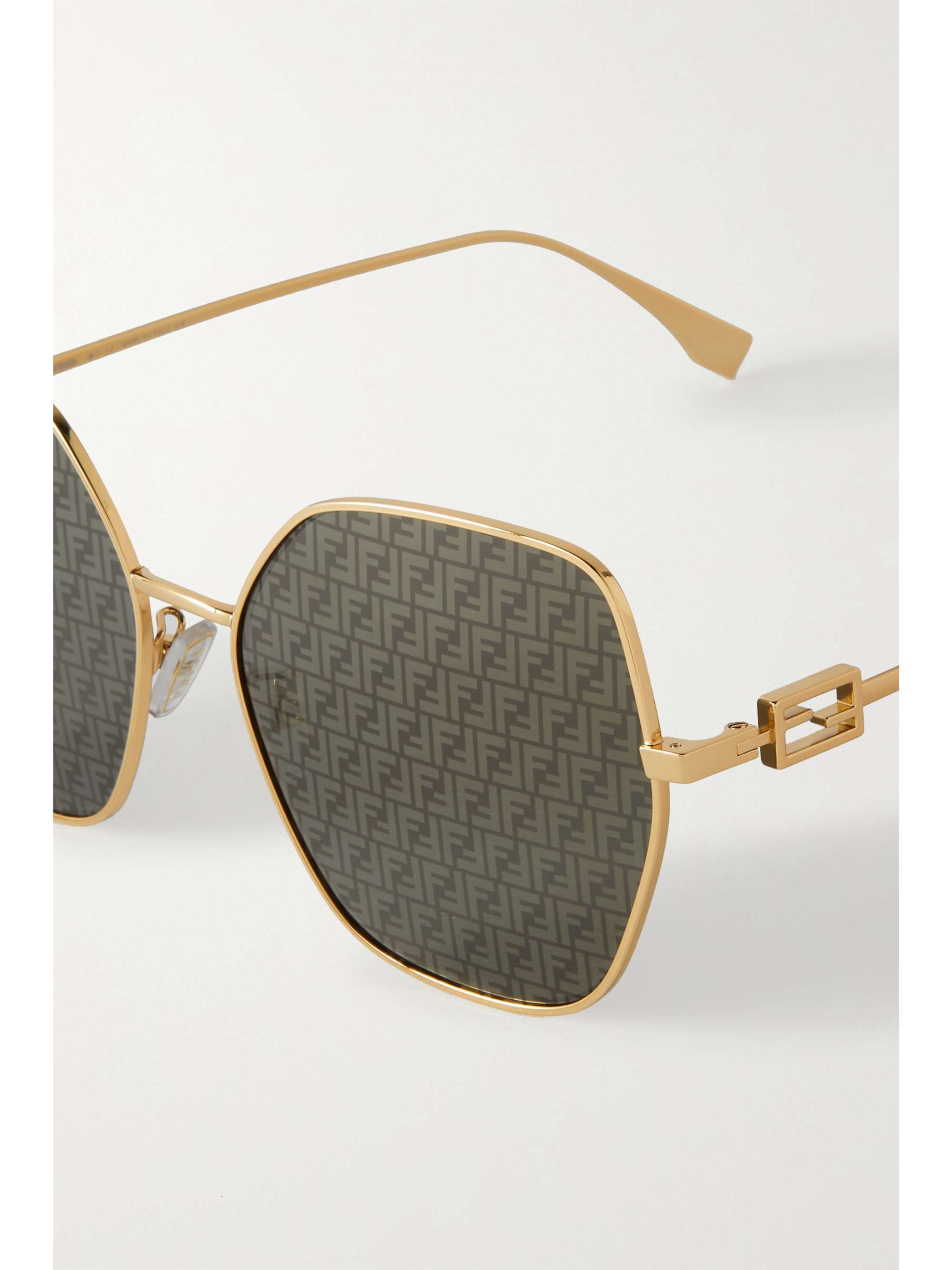 FENDI EYEWEAR Hexagonframe goldtone sunglasses NETAPORTER