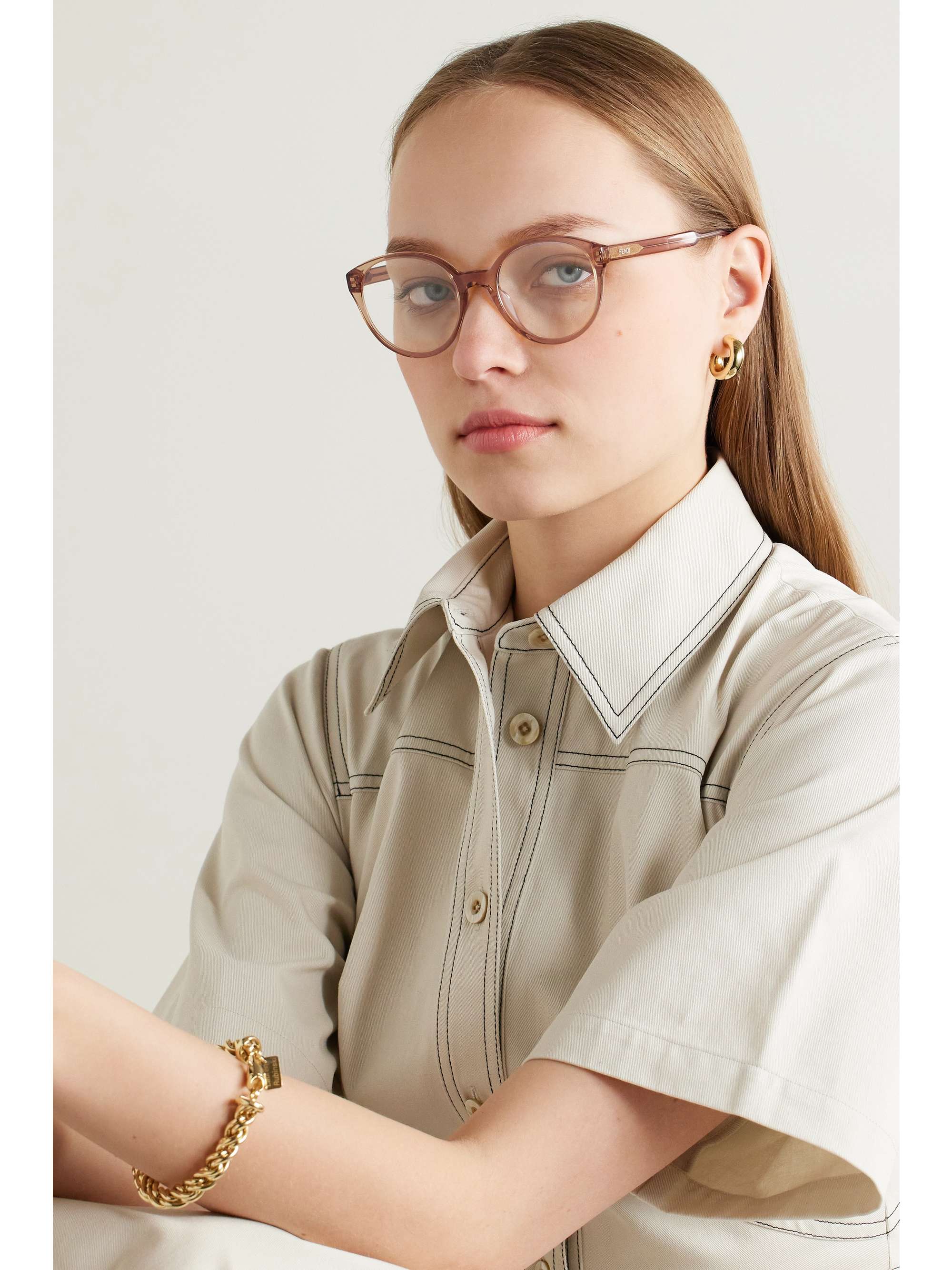 FENDI EYEWEAR Round-frame acetate optical glasses