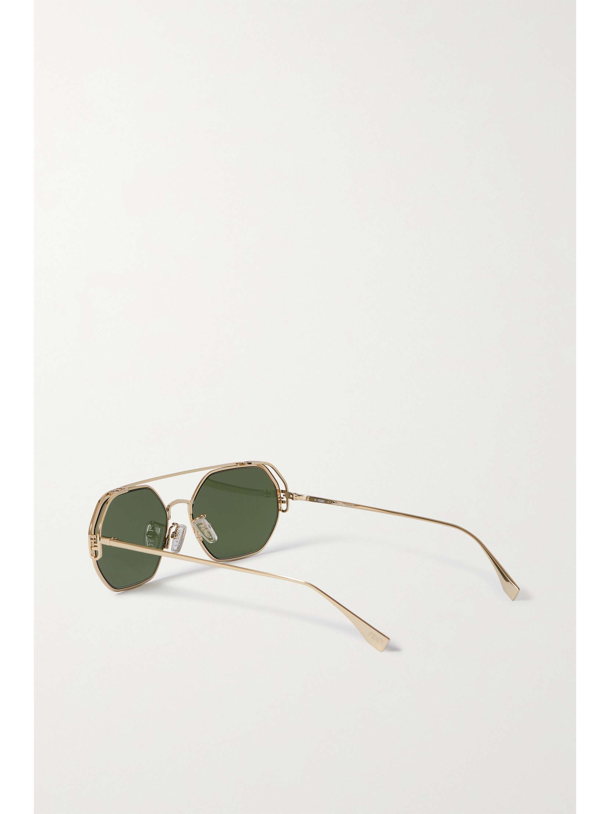 FENDI EYEWEAR O'Lock goldfarbene Sonnebrille mit sechseckigem Rahmen aus Azetat