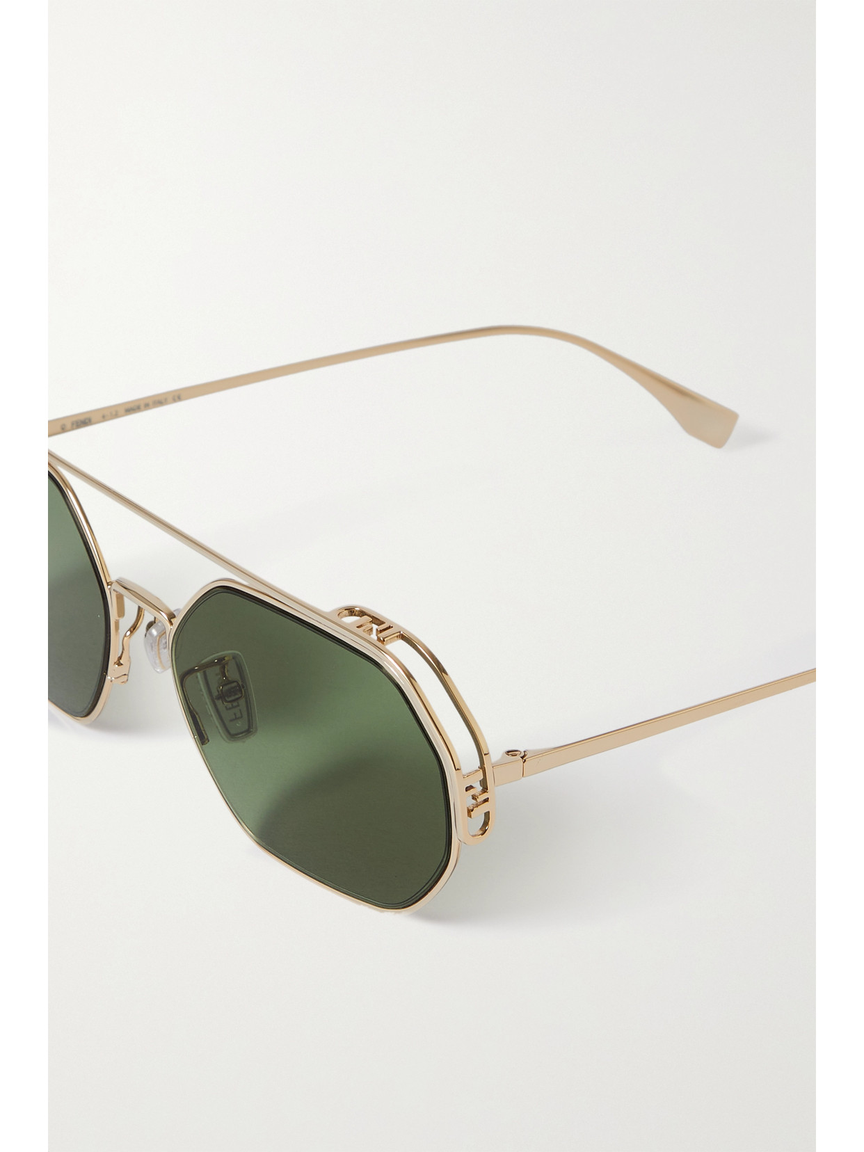 Fendi O'lock Hexagon-frame Gold-tone Sunglasses In Gold