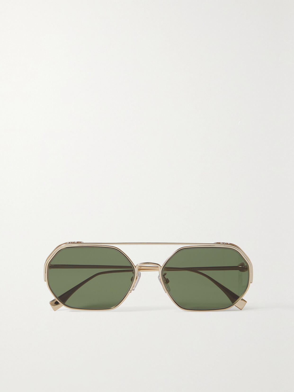 Fendi O'lock Hexagon-frame Gold-tone Sunglasses