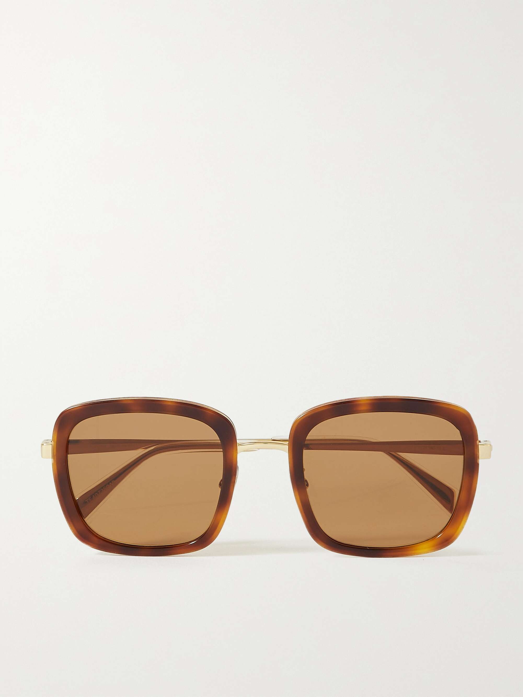 Square-frame tortoiseshell acetate and gold-tone sunglasses