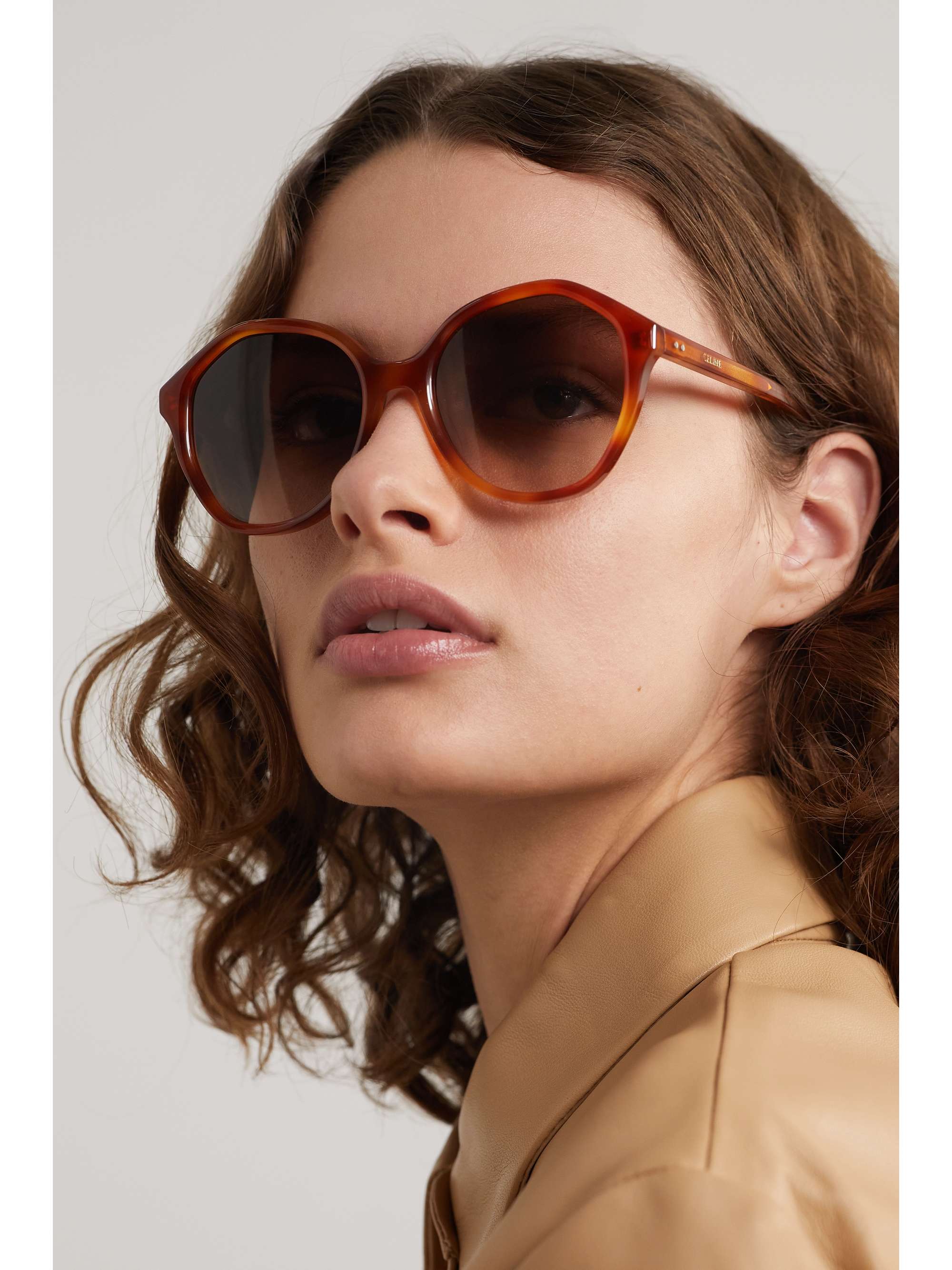 CELINE EYEWEAR Oversized round-frame acetate sunglasses