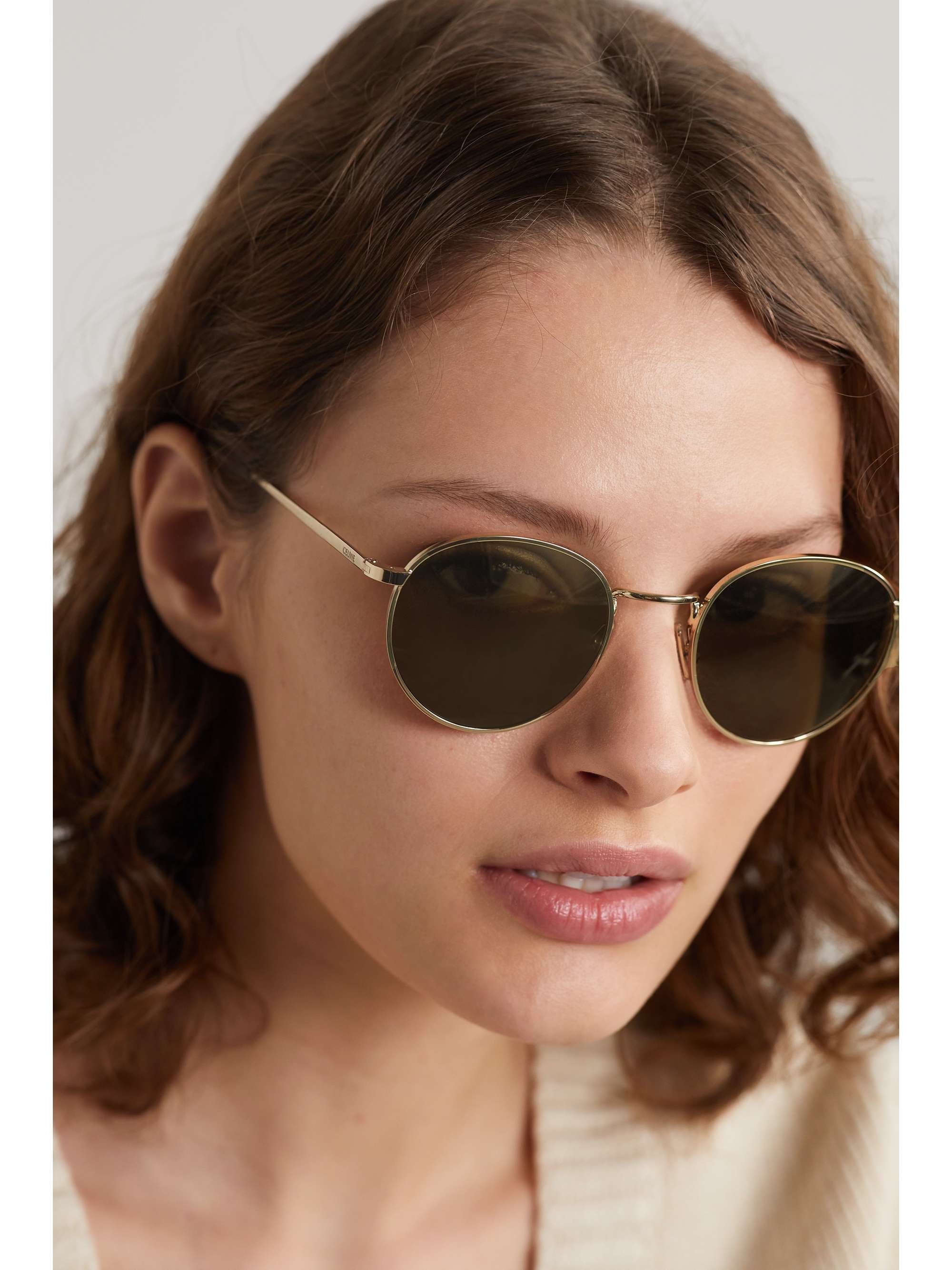 CELINE EYEWEAR Round-frame gold-tone sunglasses