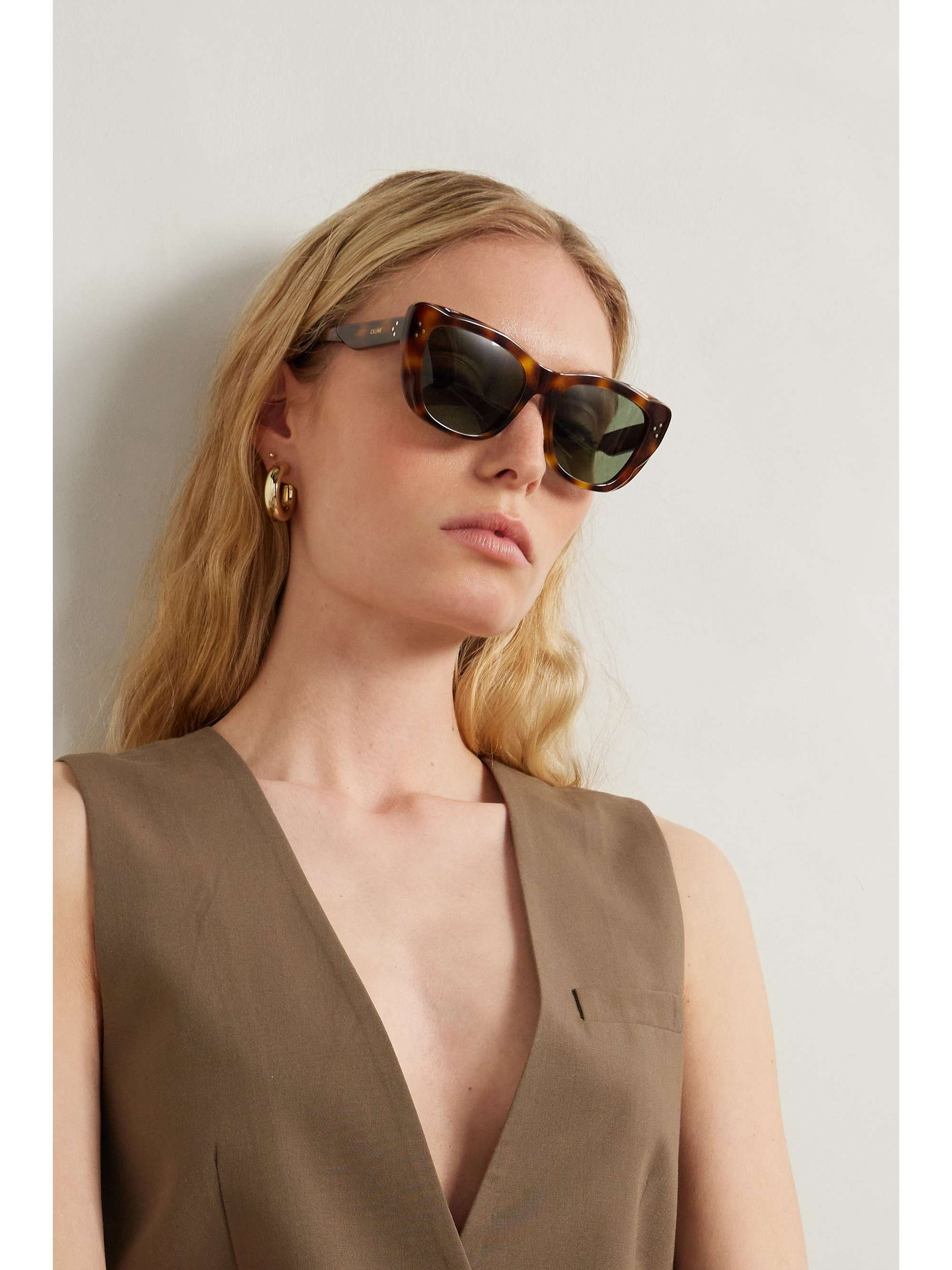 CELINE EYEWEAR Cat-eye tortoiseshell acetate sunglasses