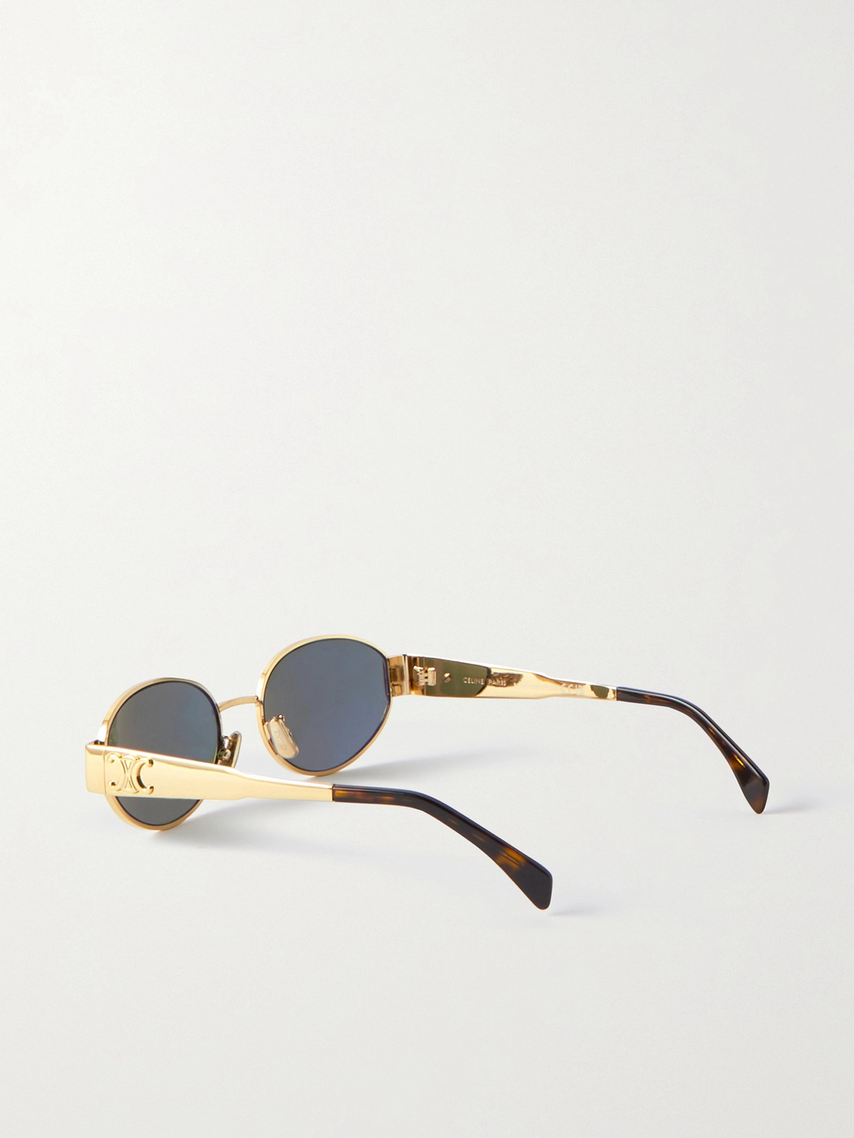 Shop Celine Oval-frame Gold-tone And Tortoiseshell Acetate Sunglasses