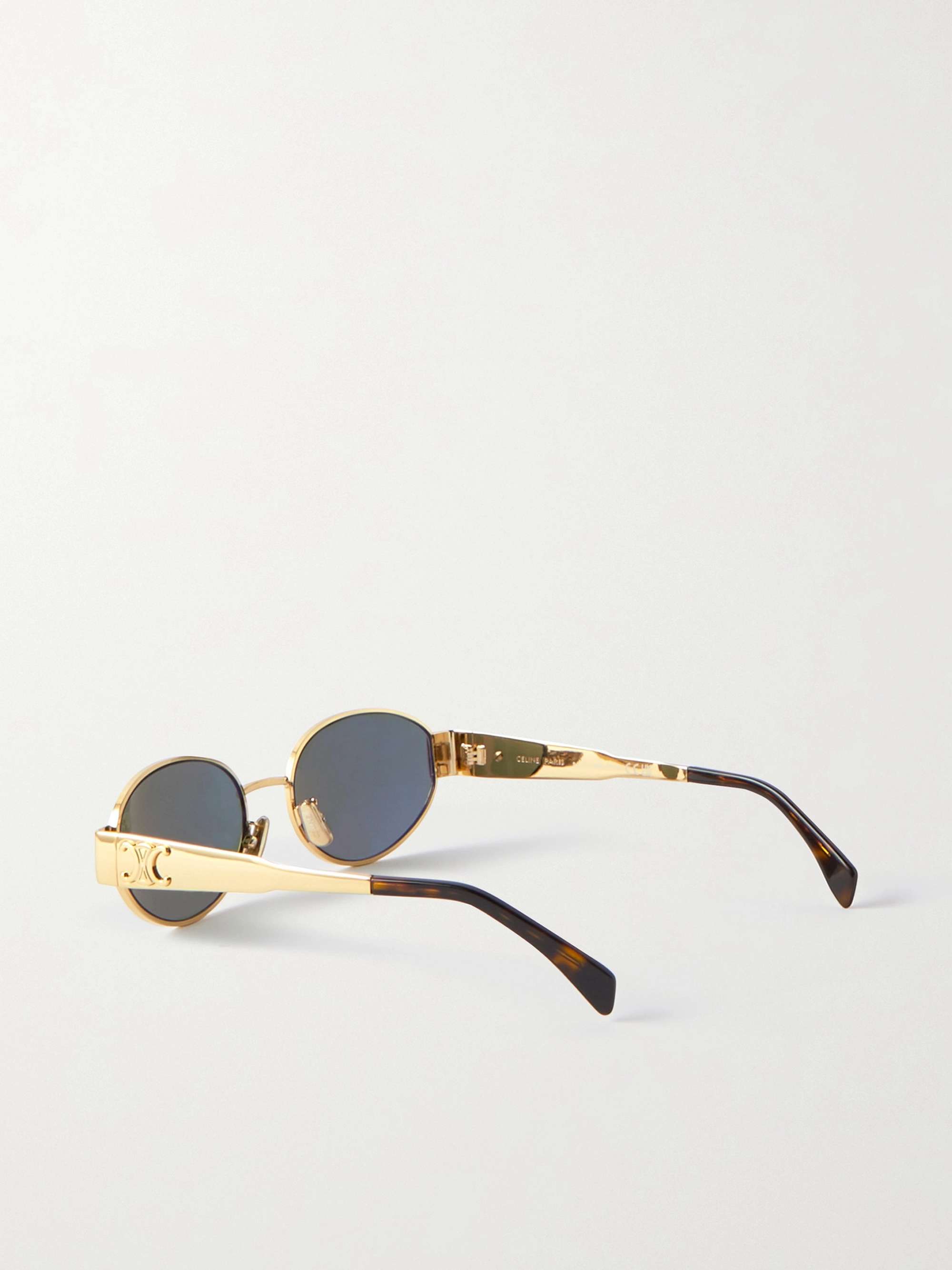 CELINE EYEWEAR Oval-frame silver-tone and acetate sunglasses