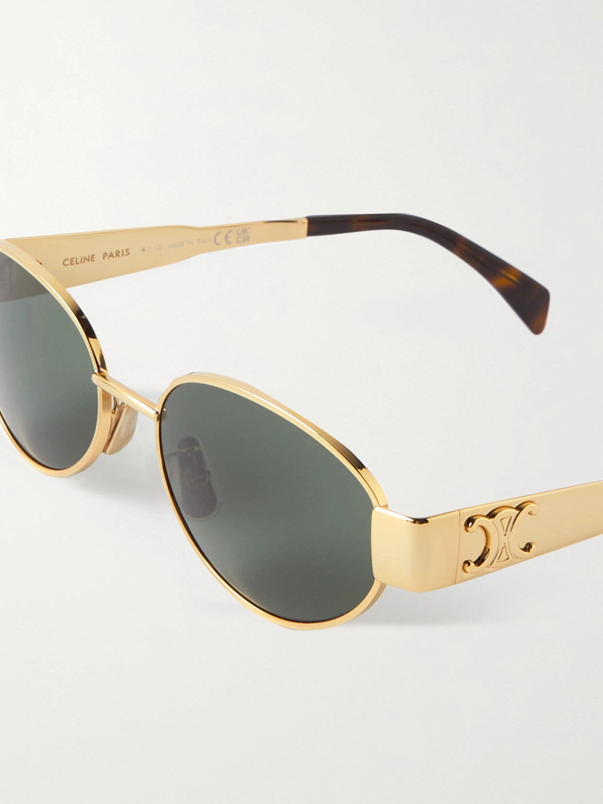 Shop Celine Oval-frame Gold-tone And Tortoiseshell Acetate Sunglasses